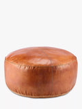 nkuku Nadu leather pouffe tan 65cm, UK version