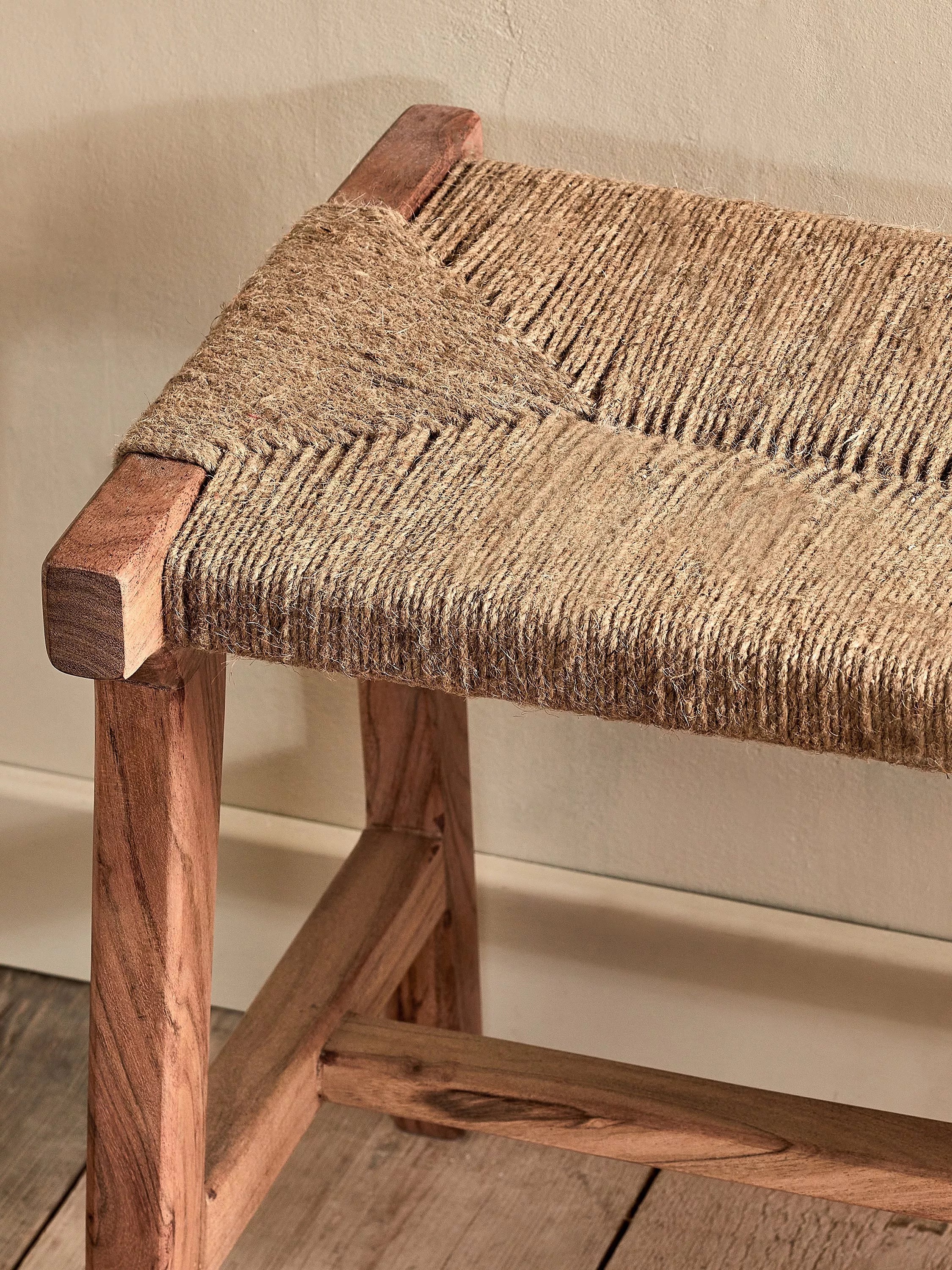 Nkuku Amhara acacia bench natural finish, imported from the UK