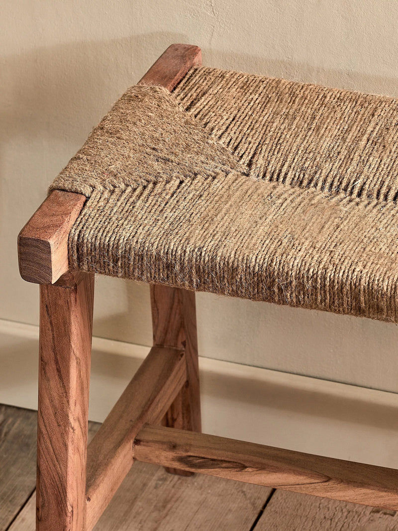 Nkuku Amhara acacia bench natural finish, imported from the UK