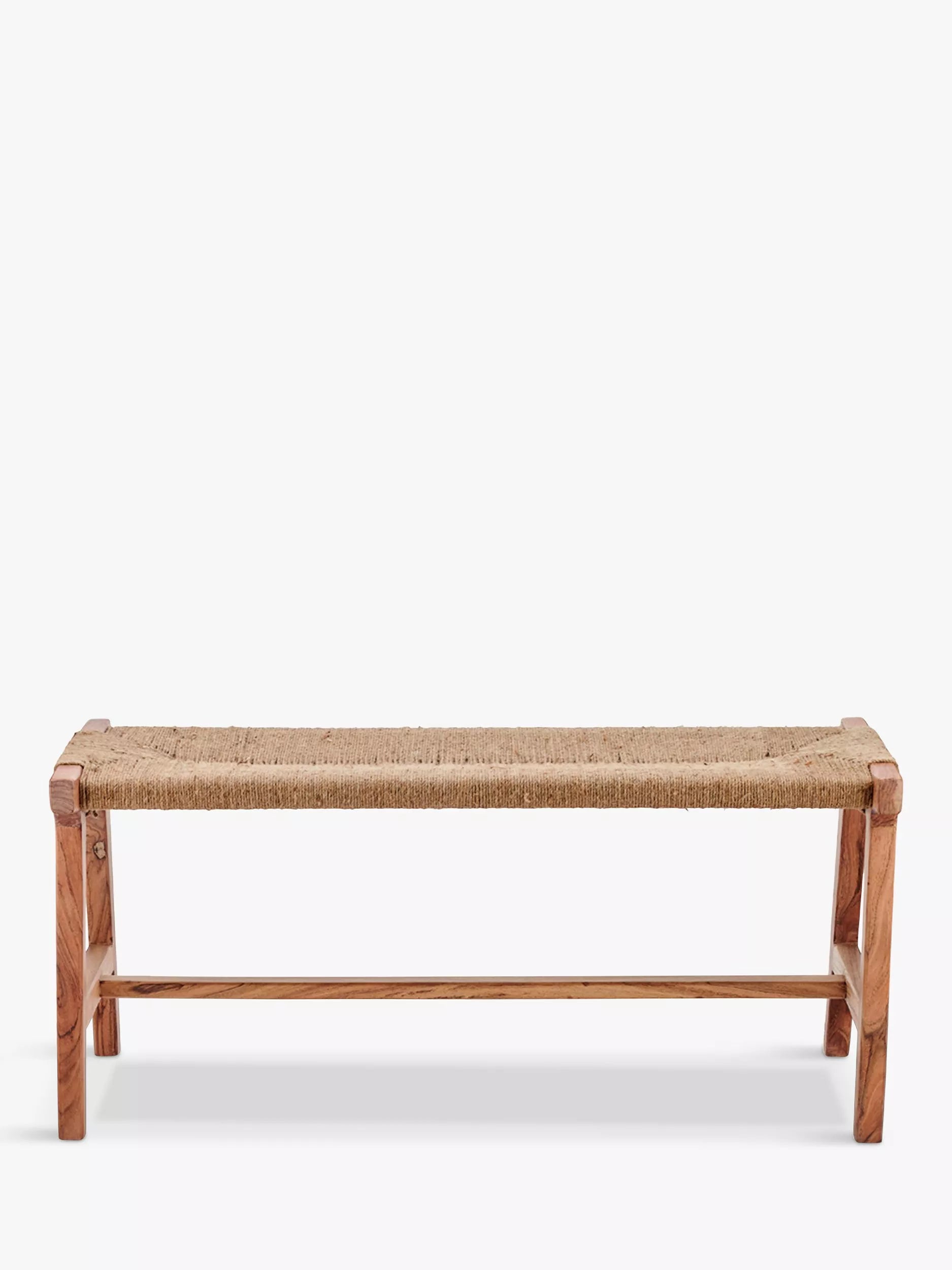 Nkuku Amhara acacia bench natural finish, imported from the UK