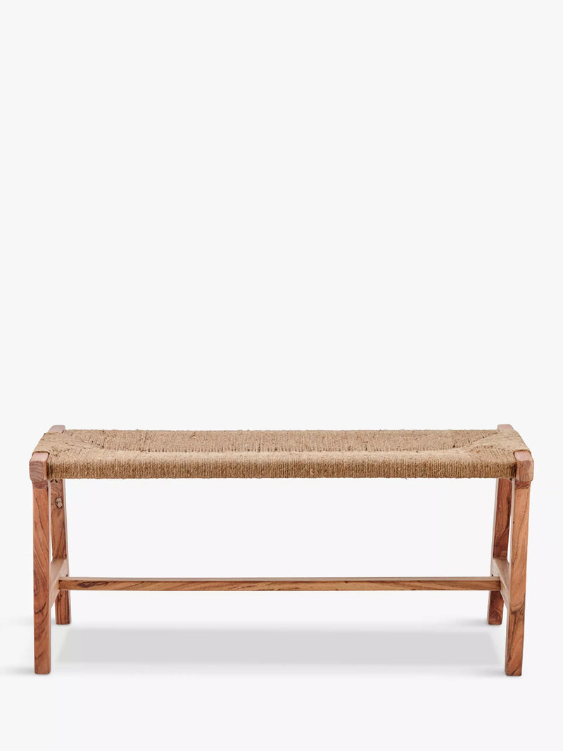 Nkuku Amhara acacia bench natural finish, imported from the UK