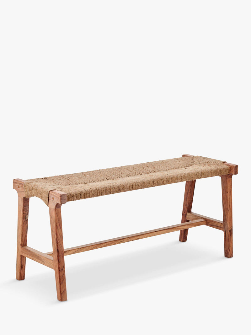 Nkuku Amhara acacia bench natural finish, imported from the UK