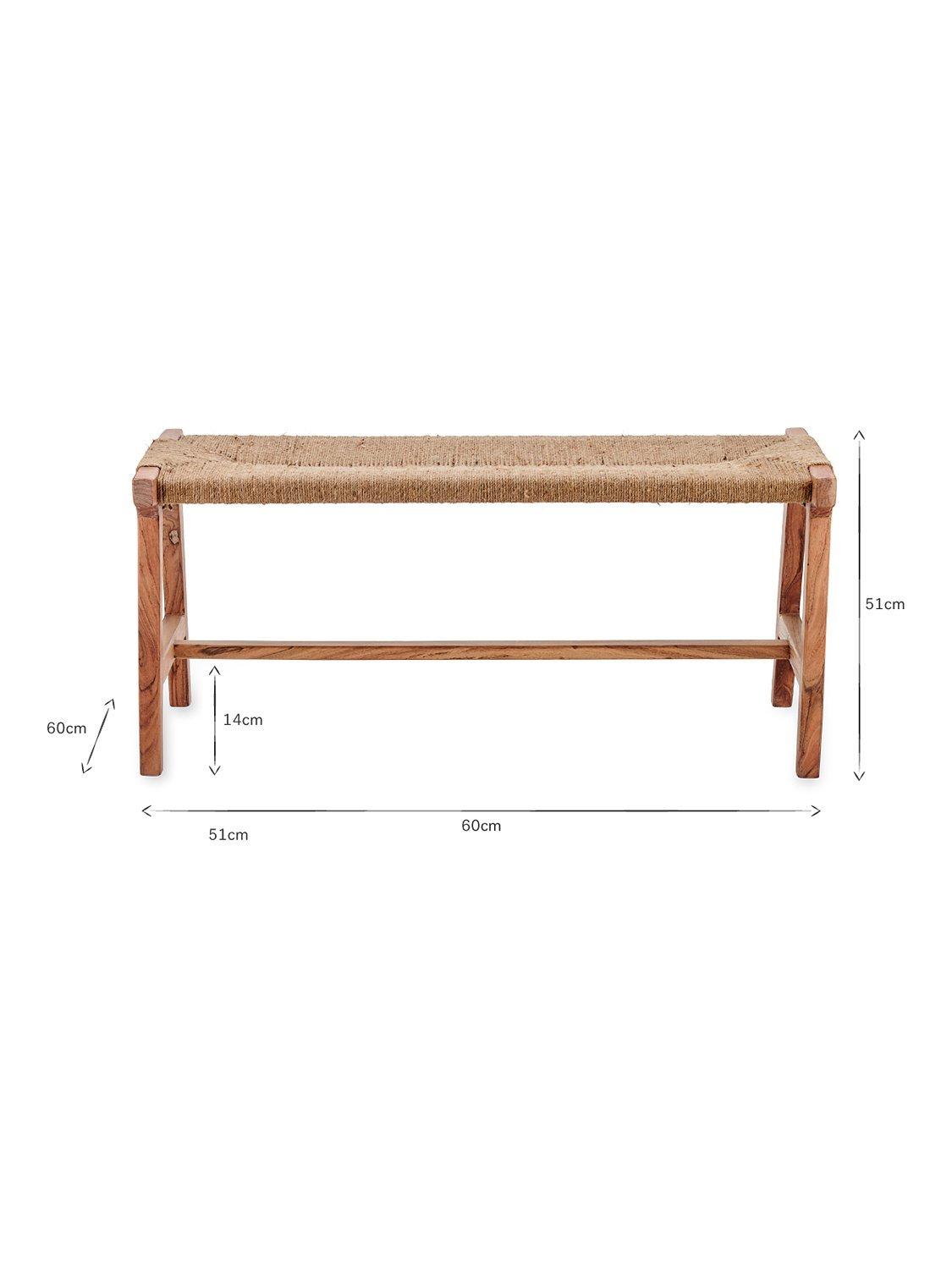 Nkuku Amhara acacia bench natural finish, imported from the UK