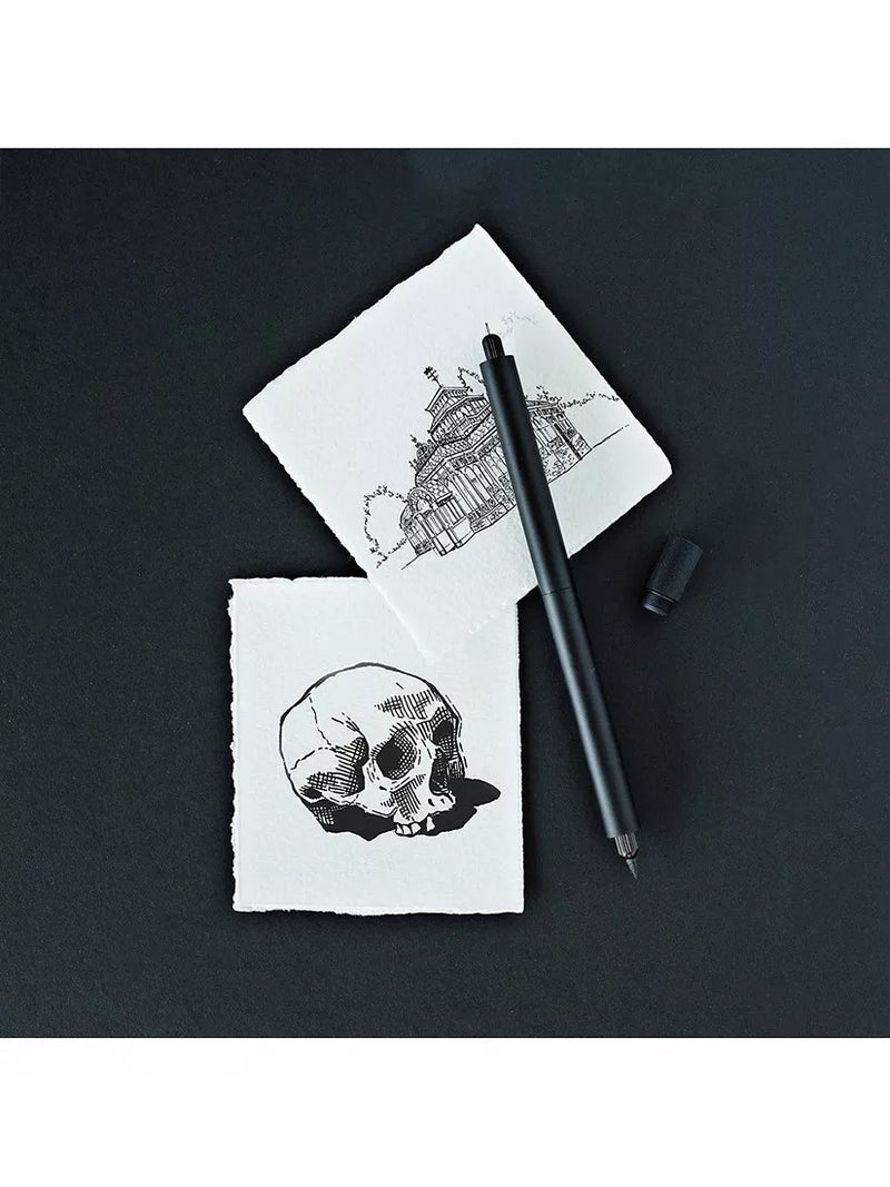 Tom's Studio Lumos Duo Pen قلم تحديد رفيع وفرشاة أسود قابل لإعادة التعبئة، إصدار المملكة المتحدة