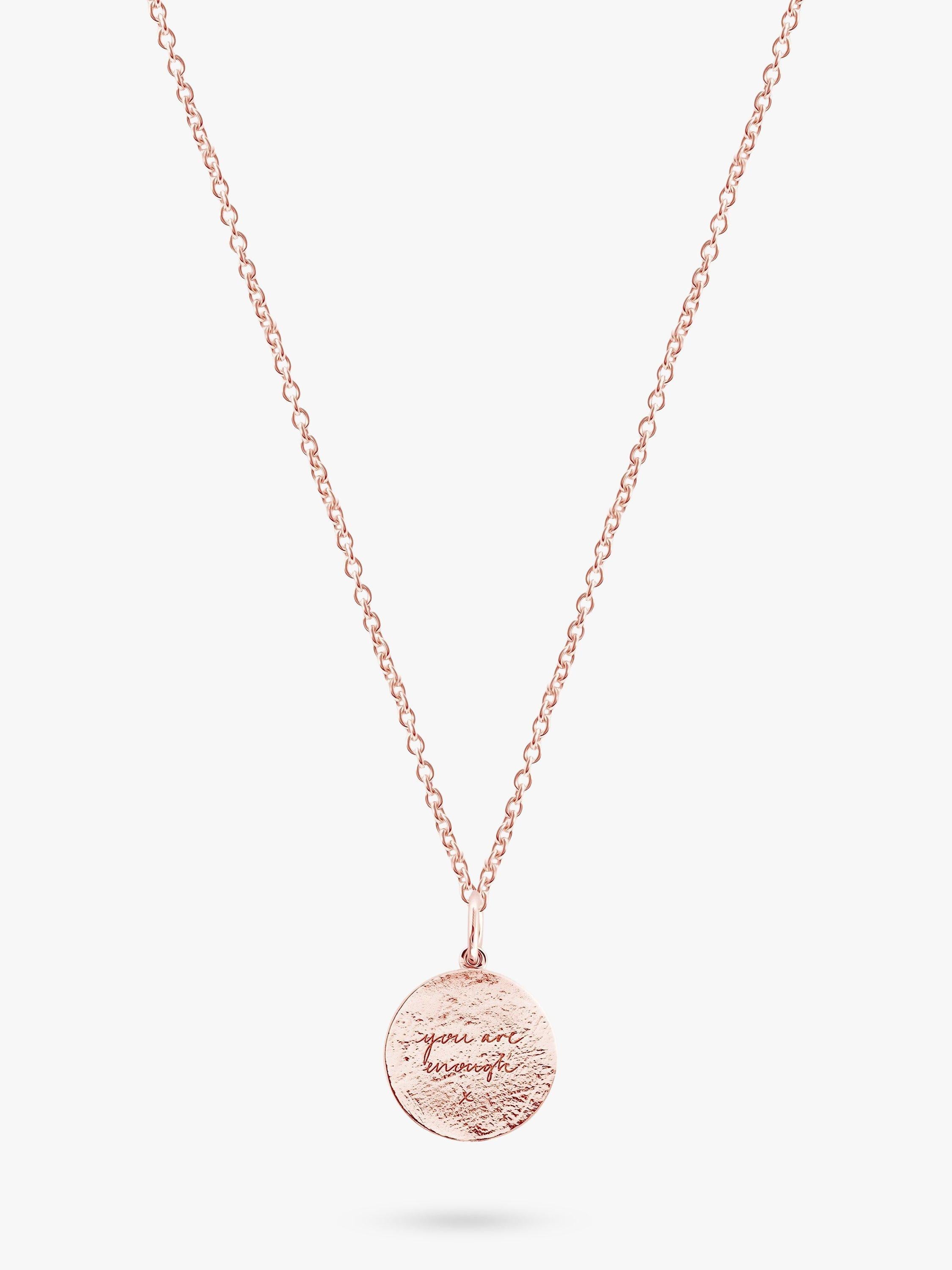 Erkannter Du bist genug Popon-Anhänger Halskette Sterlingsilber Roségold (britische Marke)