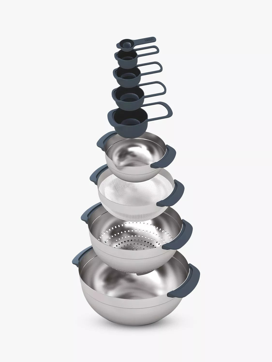 Joseph Joseph stainless steel mixing bowls and measuring cups nest set 9 piece silver, UK version