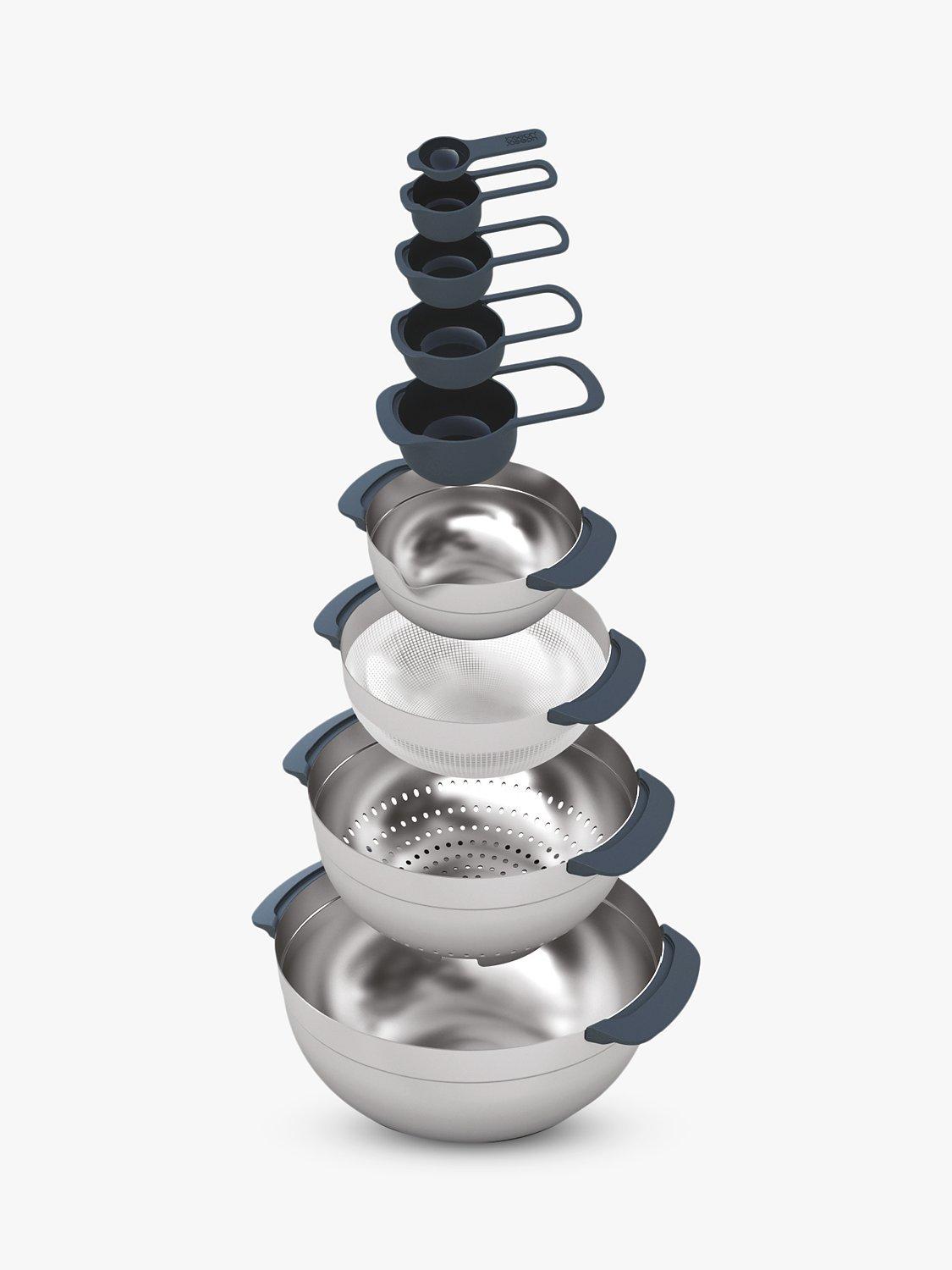 Joseph Joseph stainless steel mixing bowls and measuring cups nest set 9 piece silver, UK version