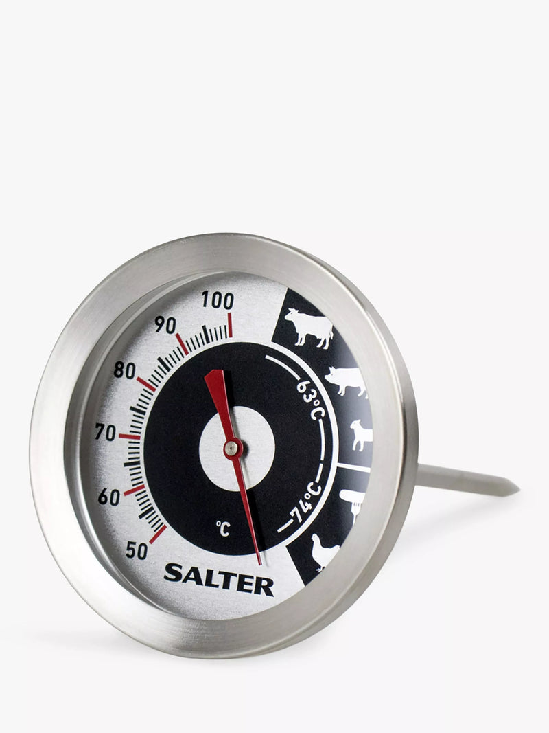 Salter analogue meat thermometer stainless steel glass lens (British brand)