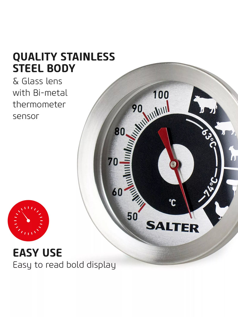 Salter analogue meat thermometer stainless steel glass lens (British brand)