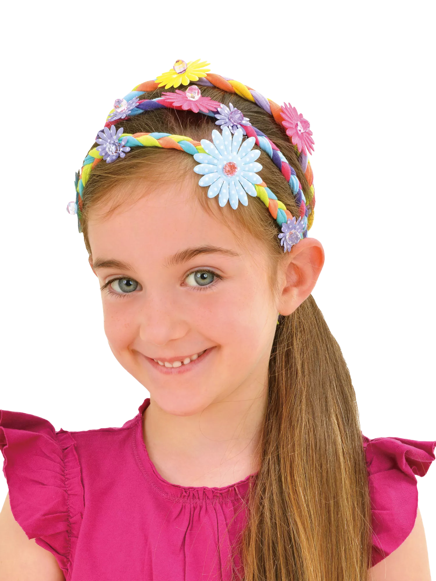 Galt Brillant Hair Bands craft kit with fabric strips flowers and beads - British product