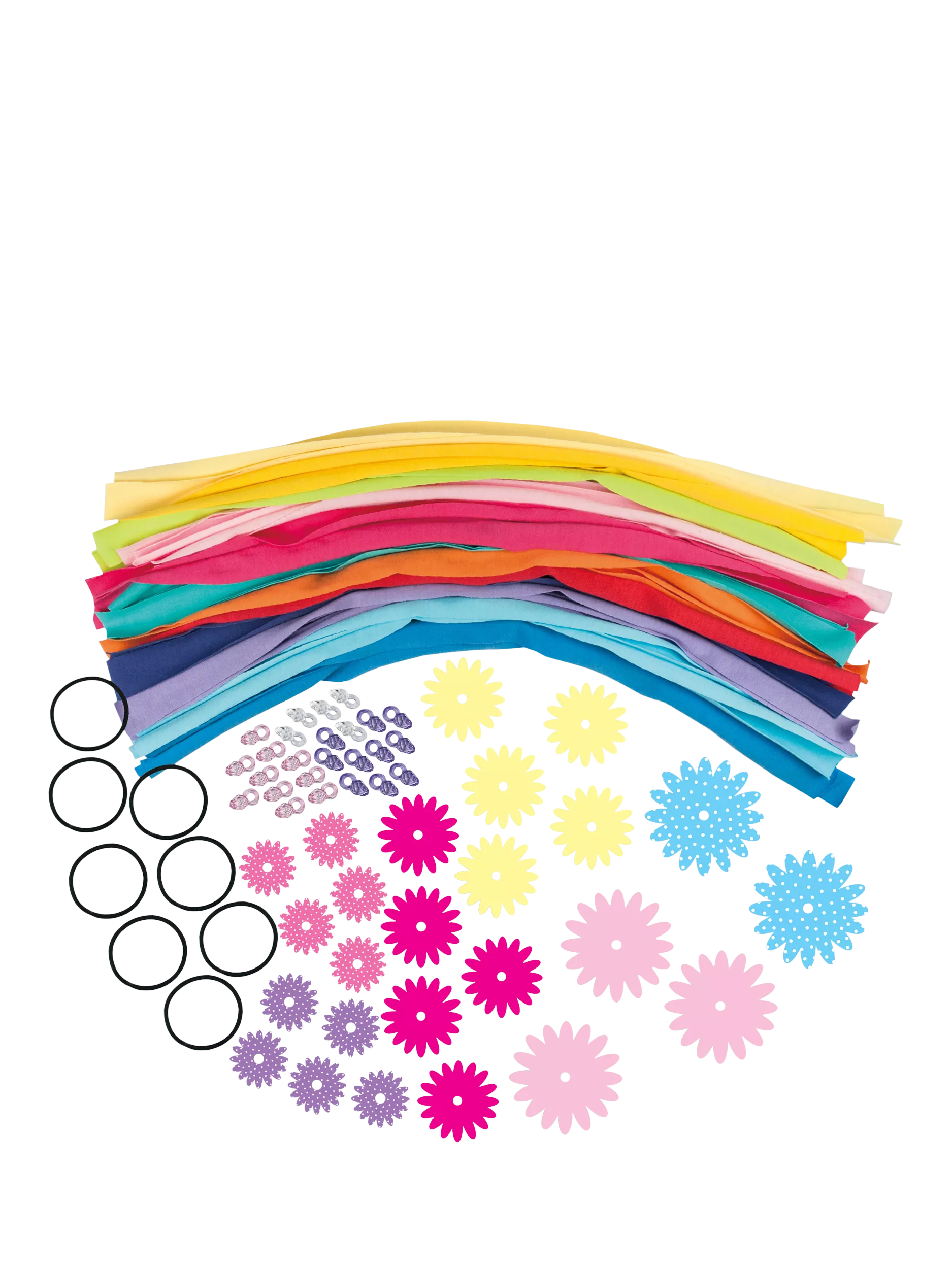 Galt Brillant Hair Bands craft kit with fabric strips flowers and beads - British product