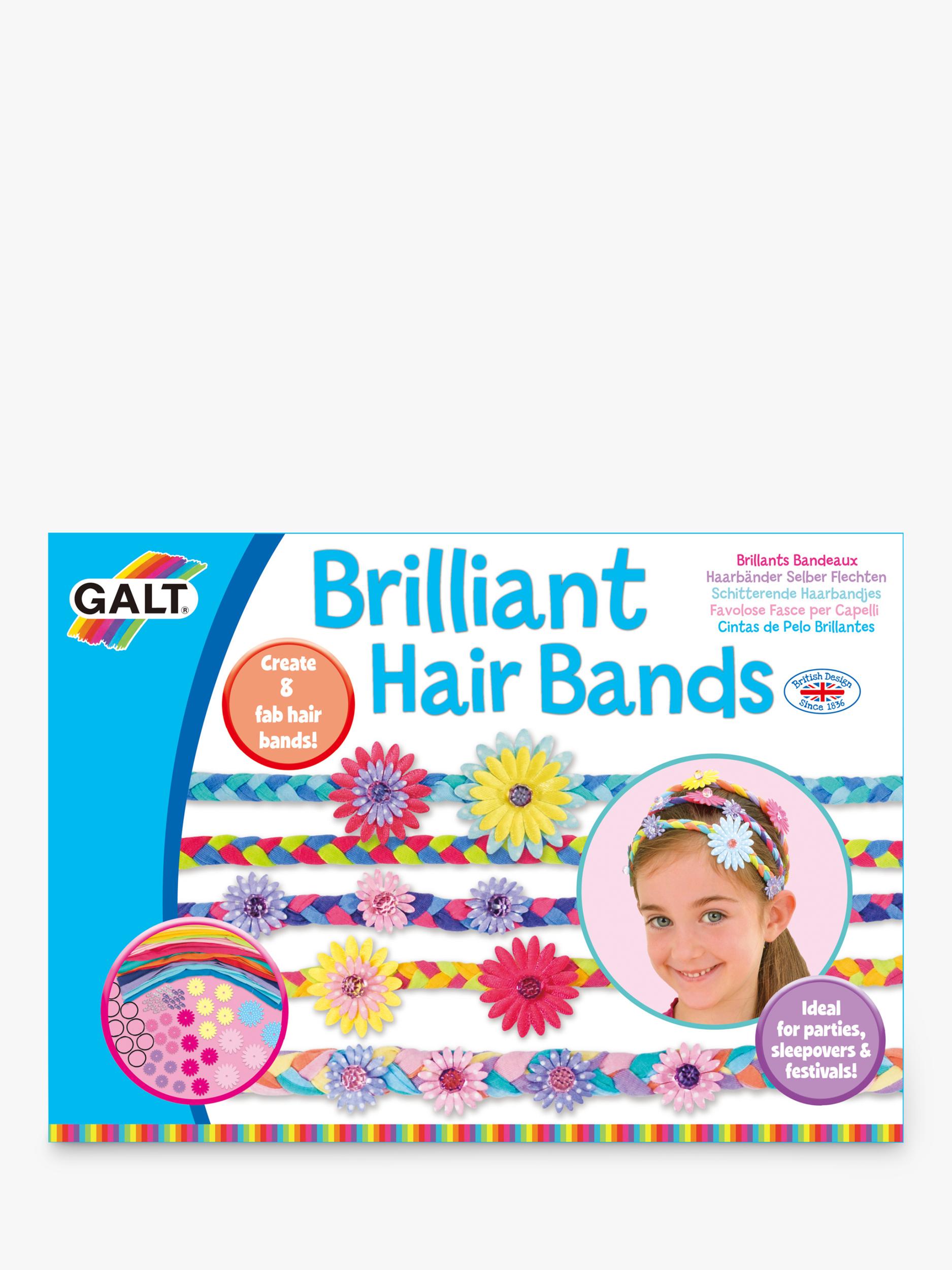 Galt Brillant Hair Bands craft kit with fabric strips flowers and beads - British product