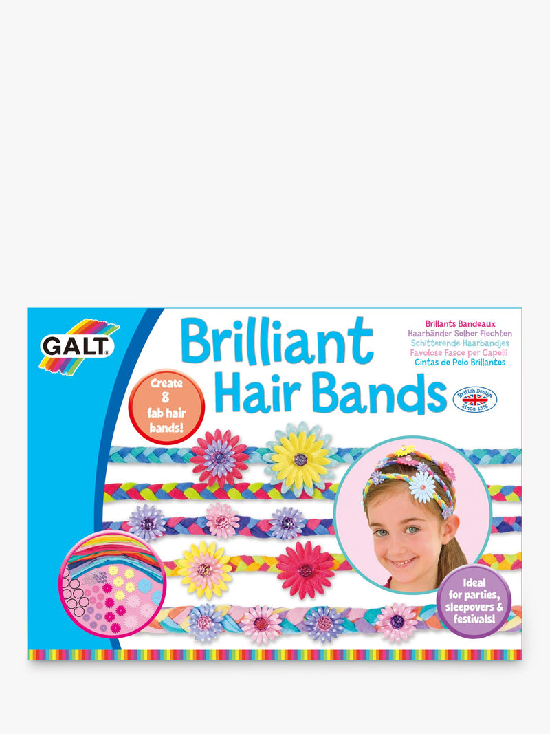 Galt Brillant Hair Bands craft kit with fabric strips flowers and beads - British product