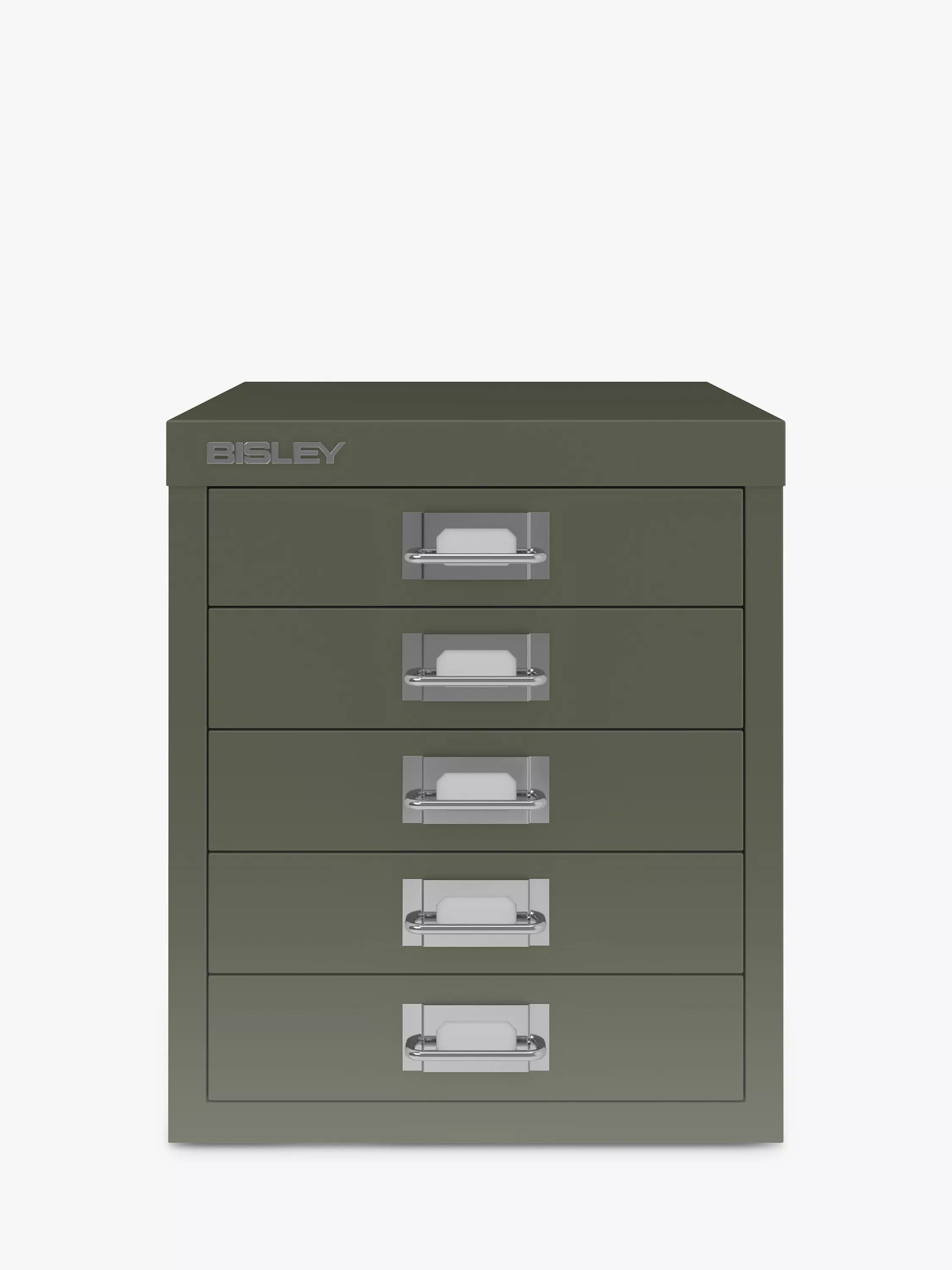 Bisley MultiDrawer 5 Drawer A4 Filing Cabinet, Olive Green