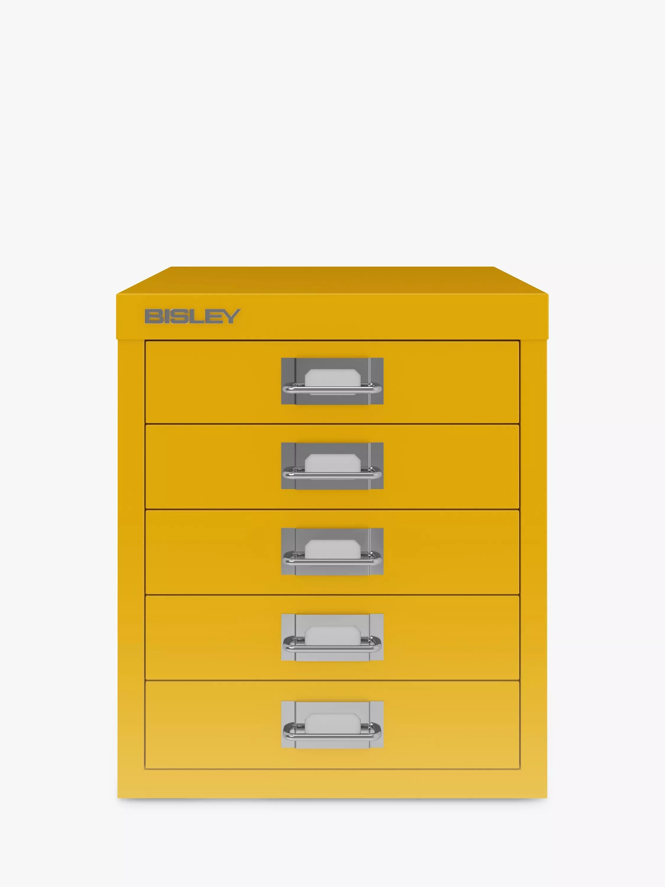 Bisley MultiDrawer 5 Drawer A4 Filing Cabinet, Sunflower Yellow