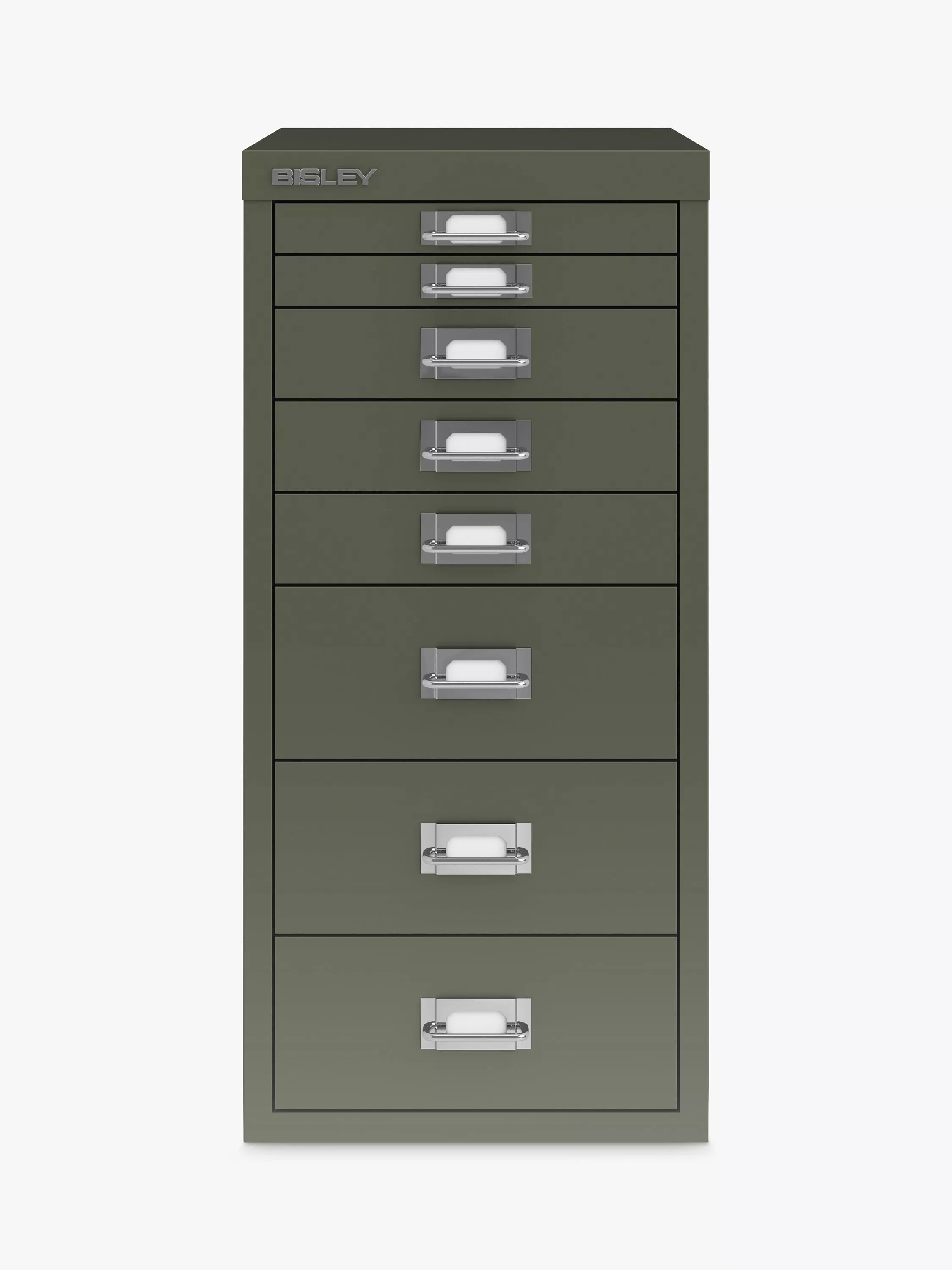 Bisley MultiDrawer 8 Drawer A4 Filing Cabinet, Olive Green