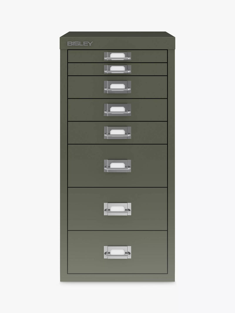 Bisley MultiDrawer 8 Drawer A4 Filing Cabinet, Olive Green