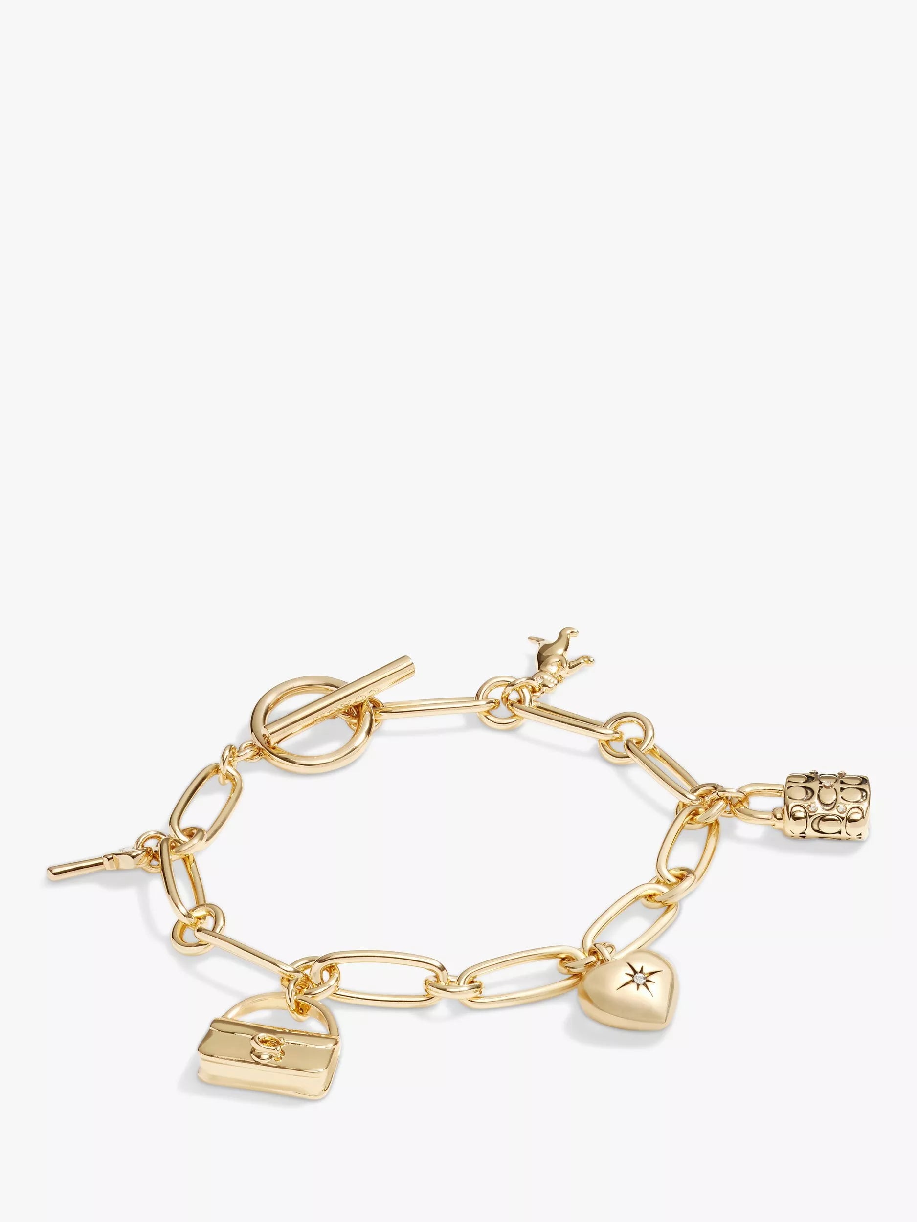 Coach Signature Charm Link Bracelet in gold, imported from the UK