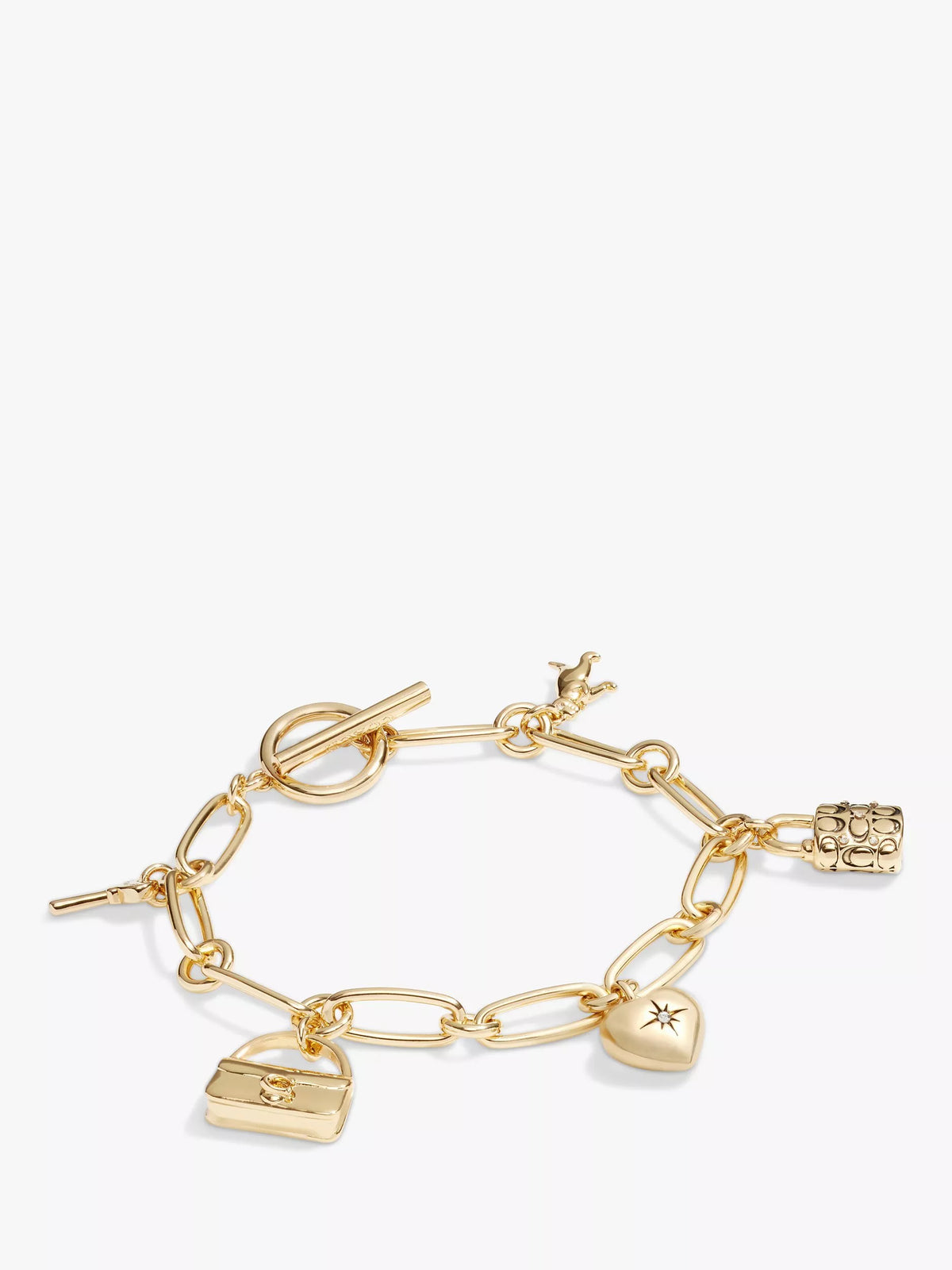 Coach Signature Charm Link Bracelet in gold, imported from the UK