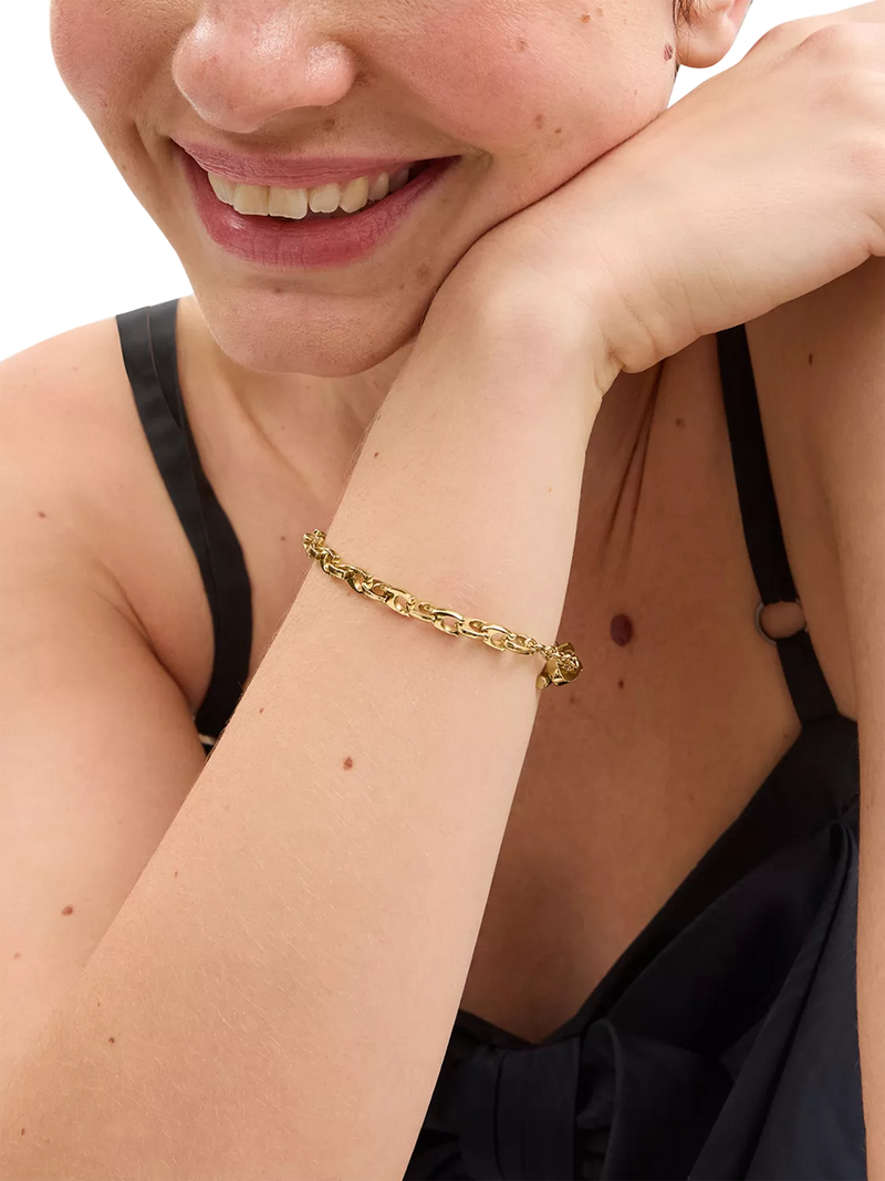 Coach gold chain bracelet with C-link design, UK version