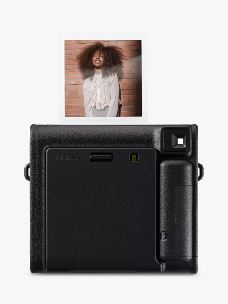 Fujifilm square instant camera with selfie mode and flash in black - British product