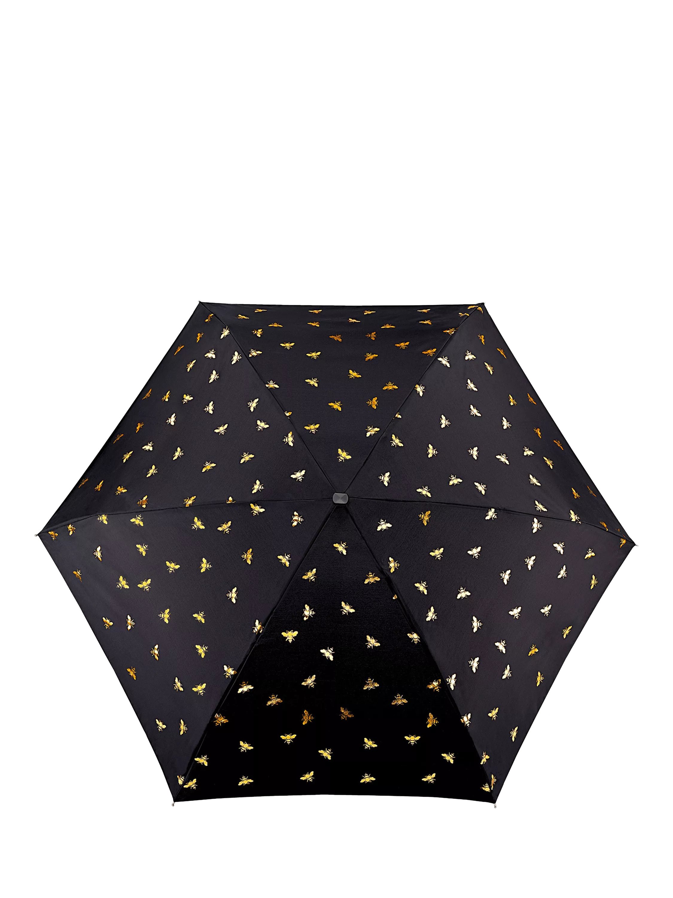 Parapluie compact Fulton Golden Bees noir multicolore, importé du Royaume-Uni