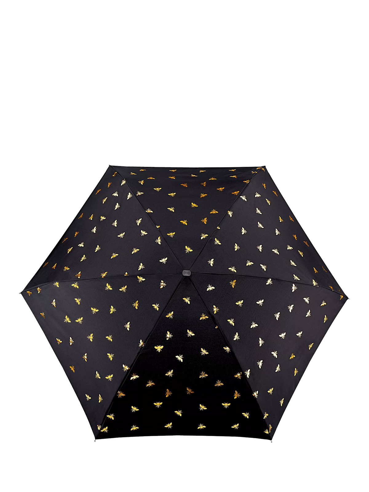 Parapluie compact Fulton Golden Bees noir multicolore, importé du Royaume-Uni