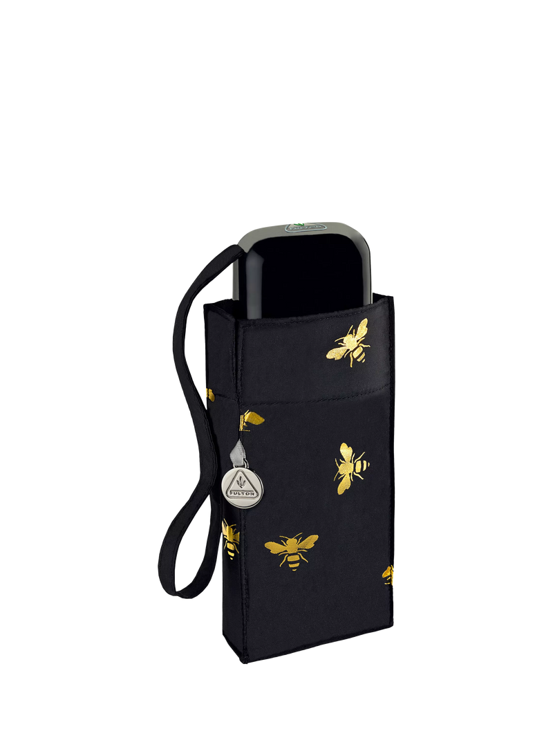 Fulton compact umbrella Golden Bees black multi, imported from the UK