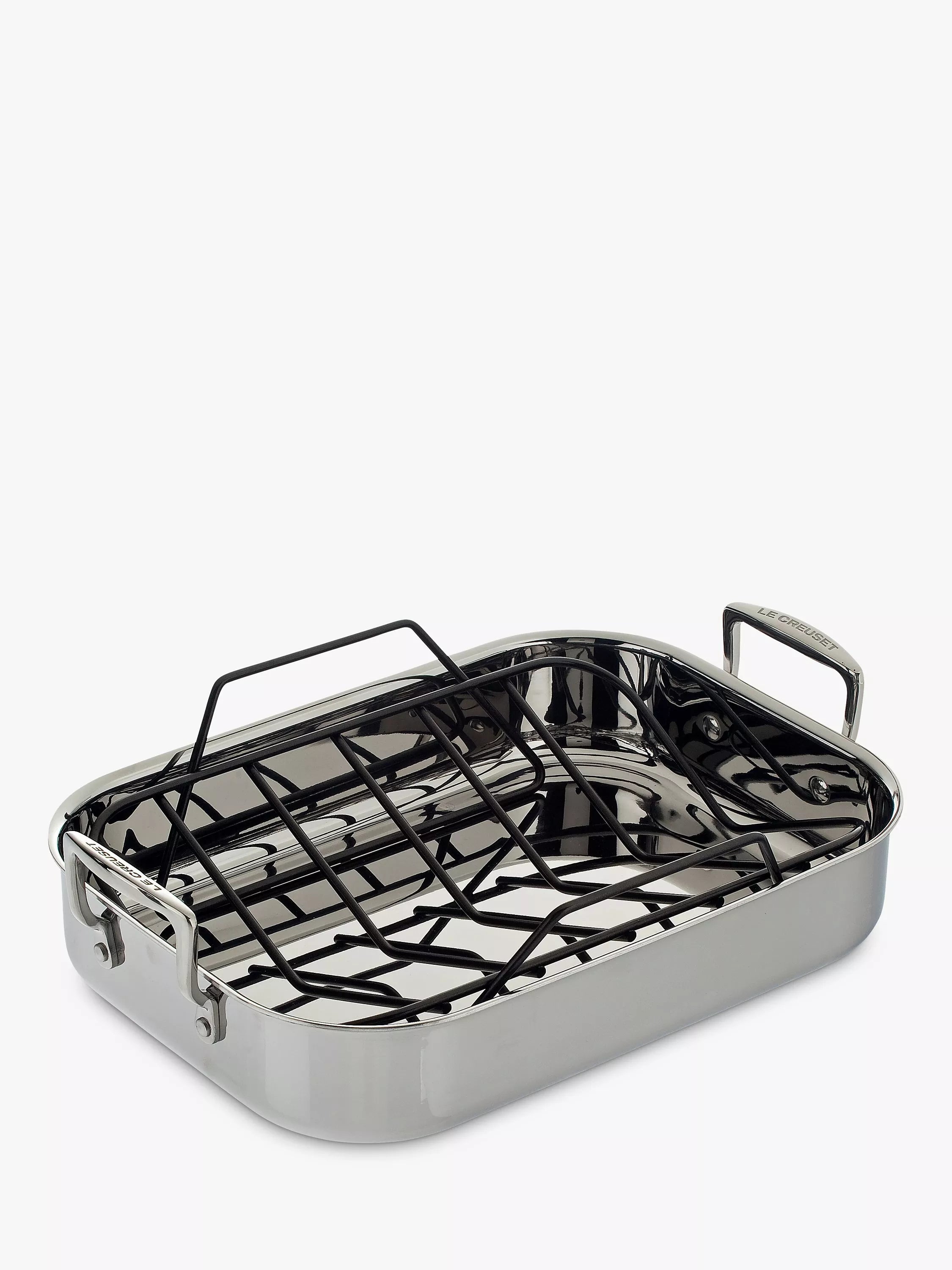 Le Creuset stainless steel roaster with non-stick rack, 35cm, UK version