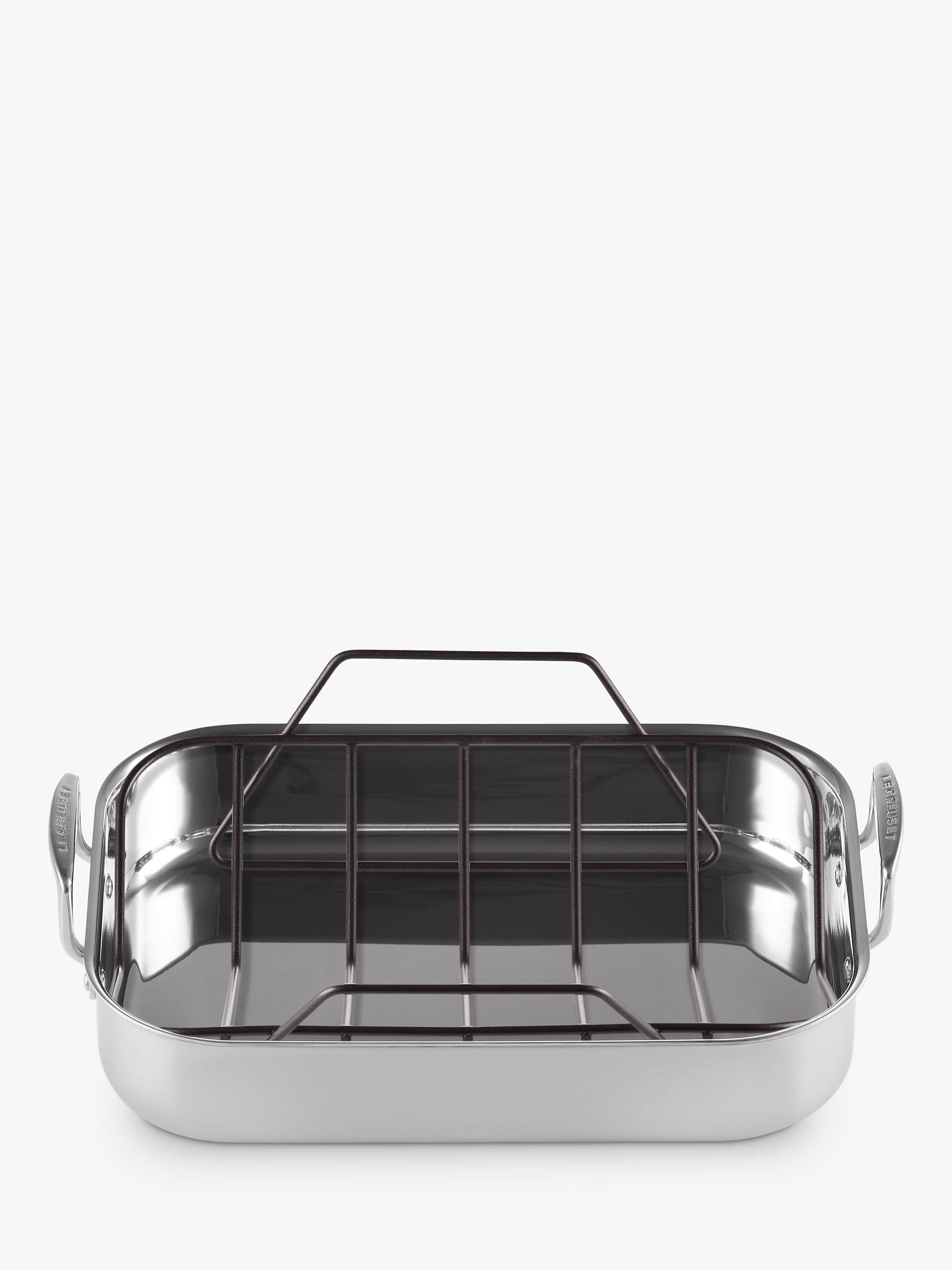 Le Creuset stainless steel roaster with non-stick rack, 35cm, UK version