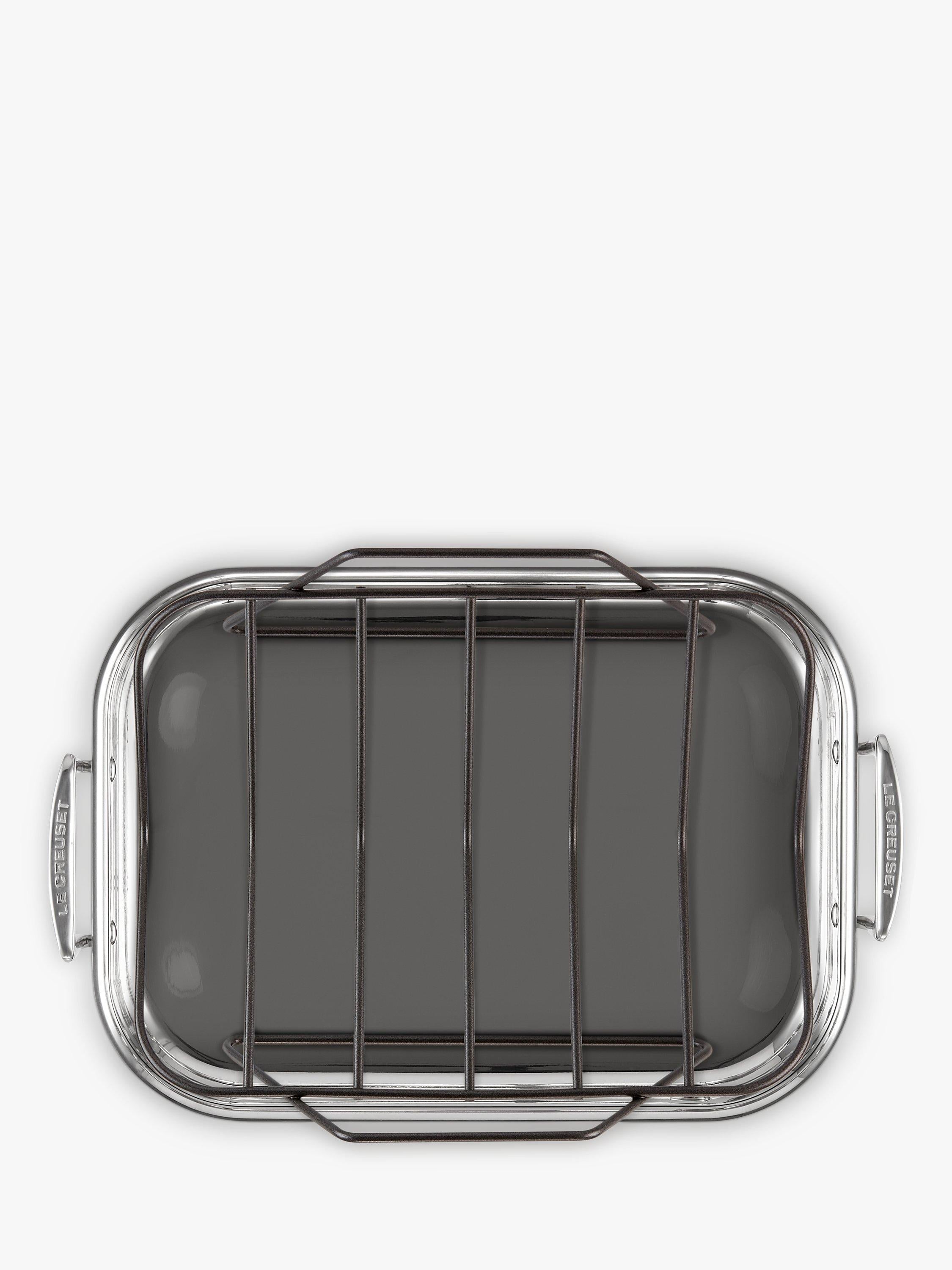 Le Creuset stainless steel roaster with non-stick rack, 35cm, UK version