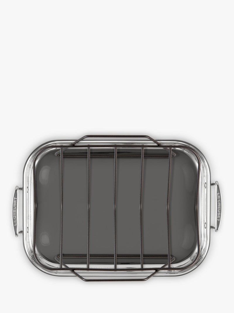 Le Creuset stainless steel roaster with non-stick rack, 35cm, UK version