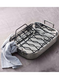 Le Creuset stainless steel roaster with non-stick rack, 35cm, UK version