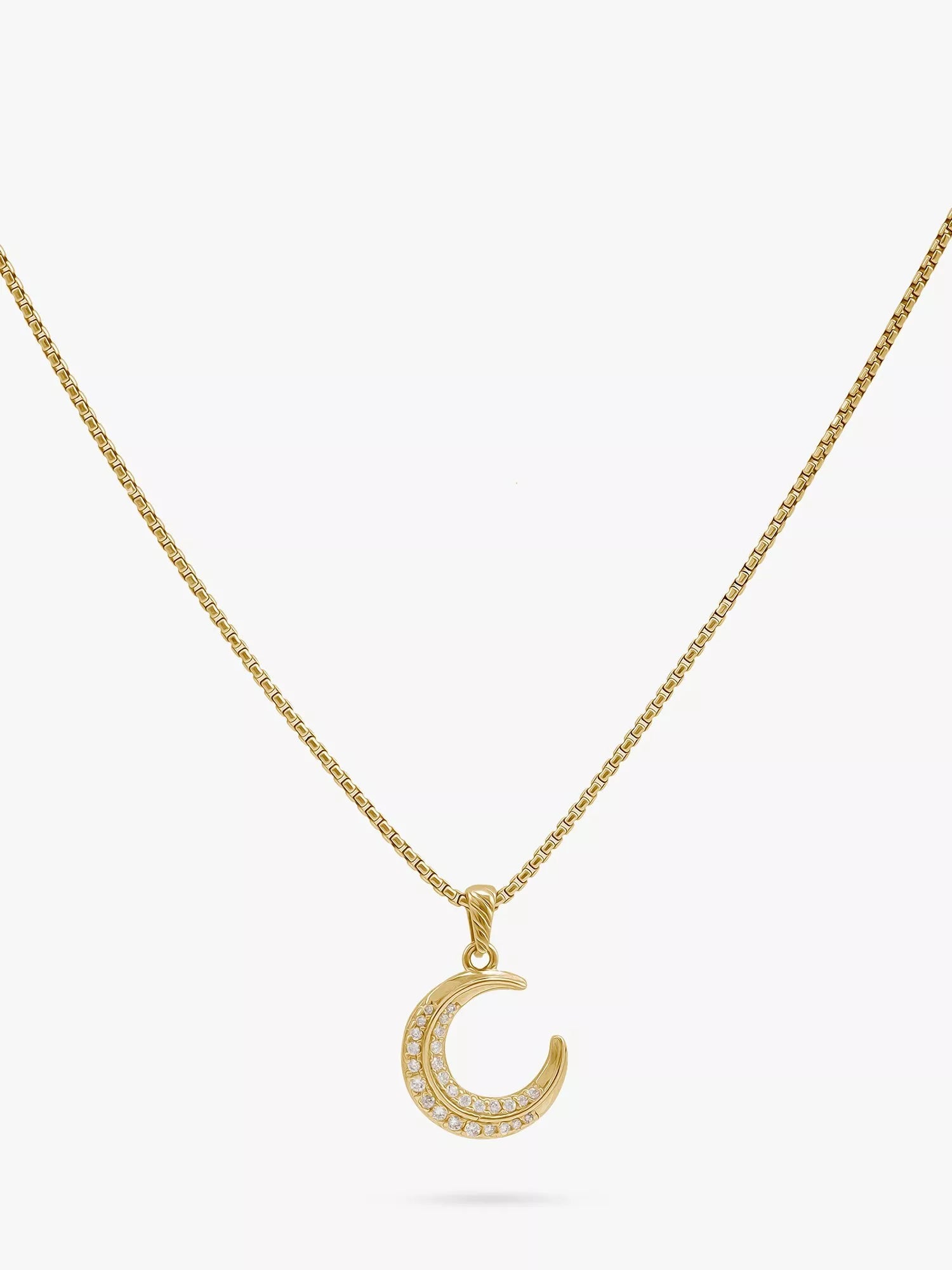 LARNAUTI moon pendant necklace gold plated cubic zirconia, imported from the UK