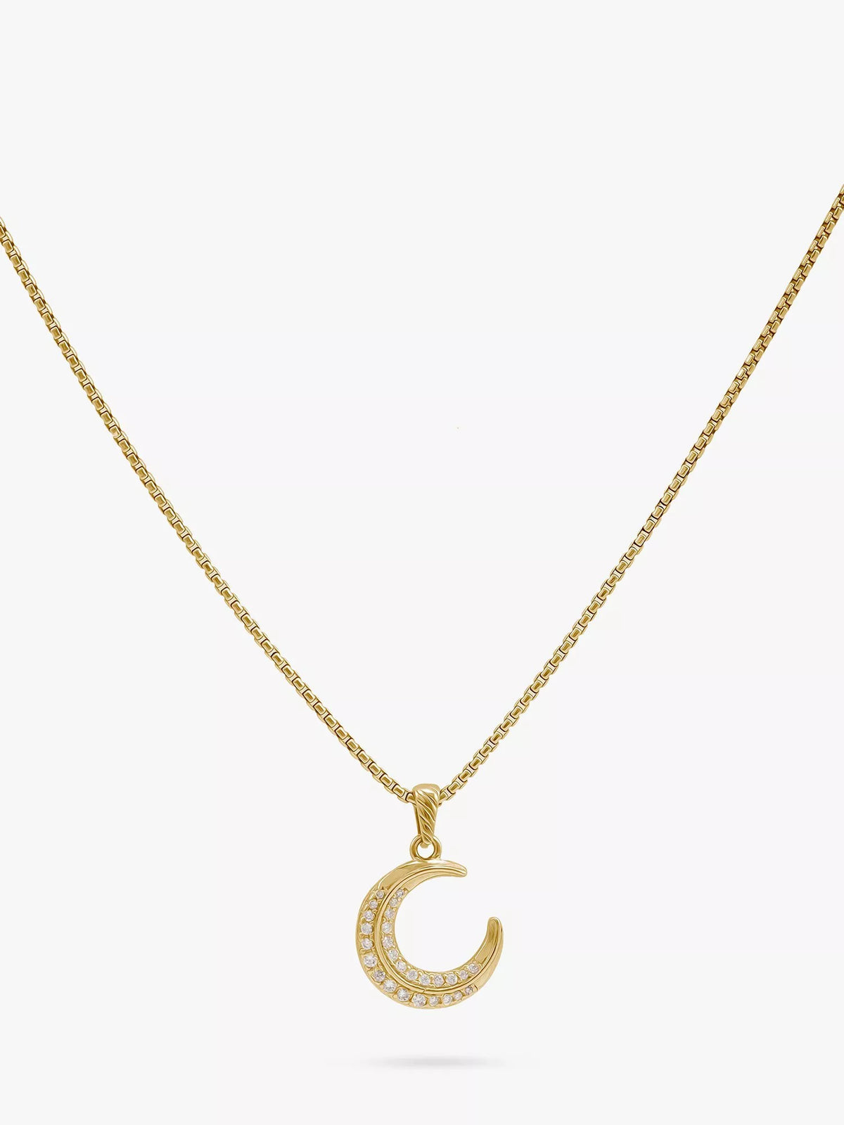 LARNAUTI moon pendant necklace gold plated cubic zirconia, imported from the UK