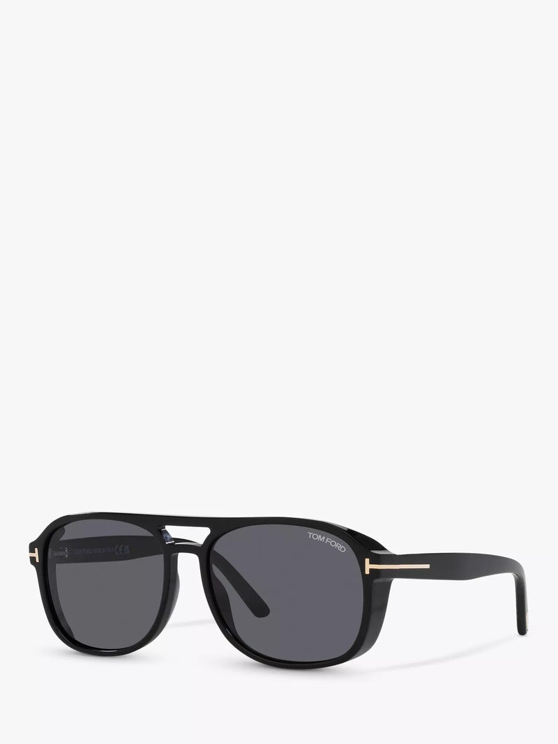 TOM FORD Rosco square sunglasses shiny black grey (British brand)