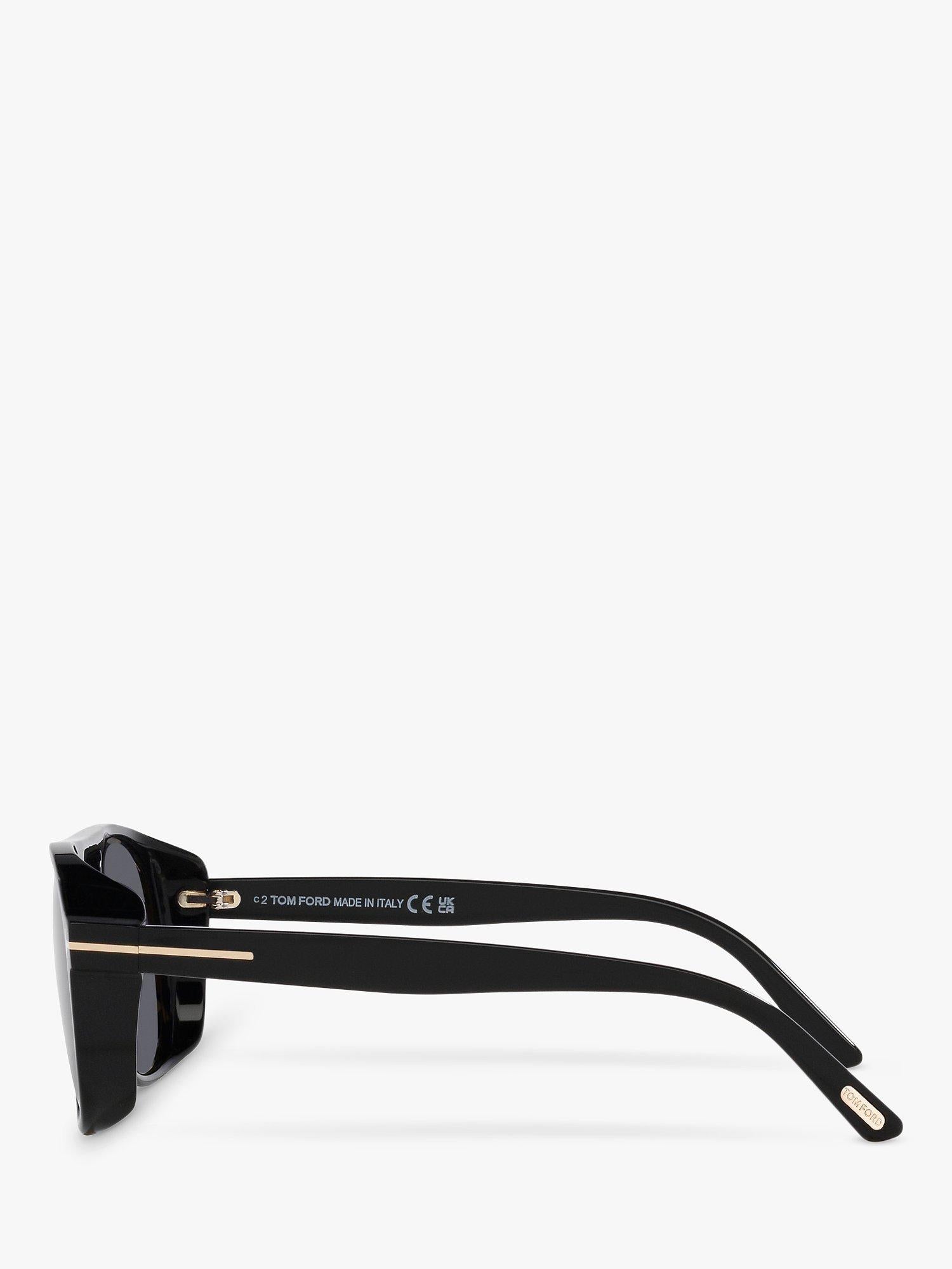 TOM FORD Rosco square sunglasses shiny black grey (British brand)