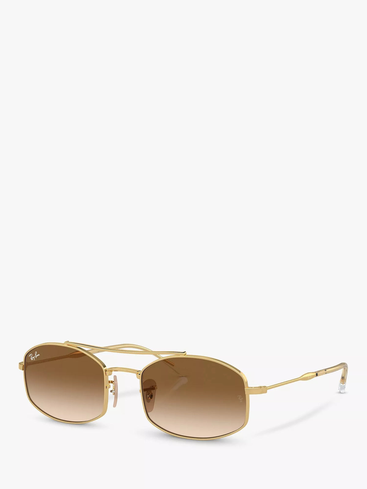 Ray-Ban oval sunglasses with gold frame and brown gradient lenses, imported from the UK