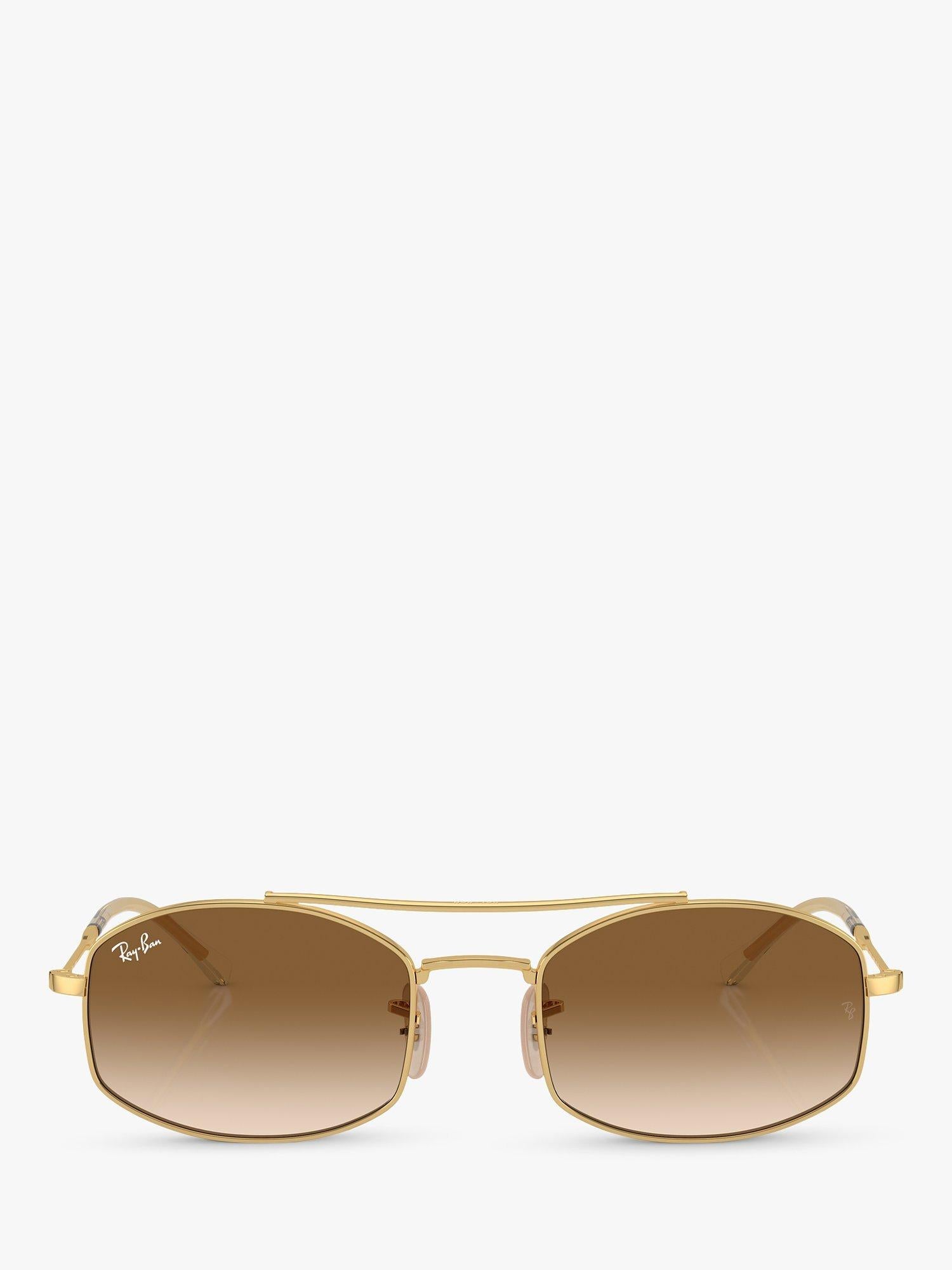 Ray-Ban ovale solbriller med gullramme og brune gradientlinser, importert fra Storbritannia