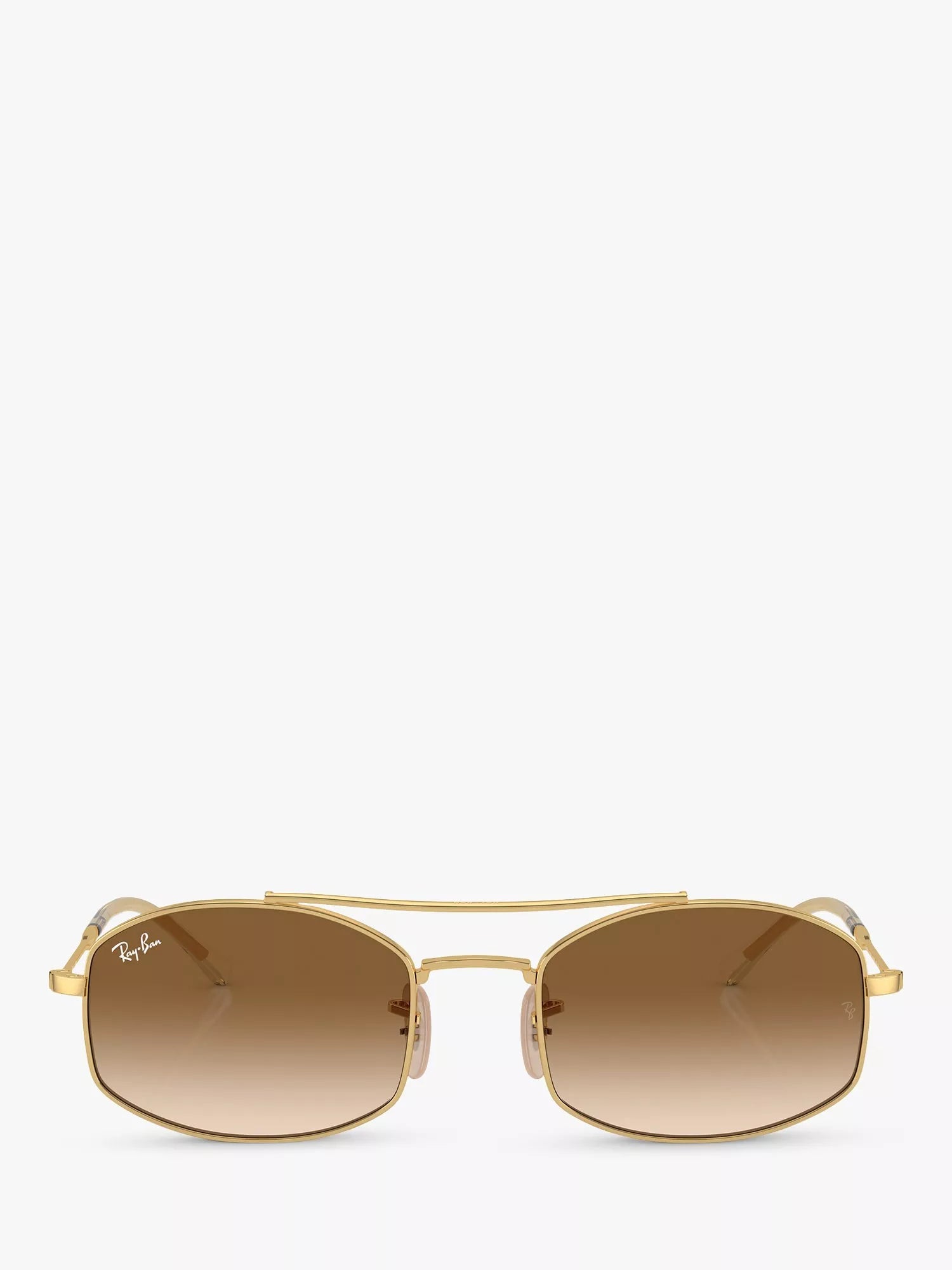 Ray-Ban oval sunglasses with gold frame and brown gradient lenses, imported from the UK