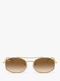 Ray-Ban oval sunglasses with gold frame and brown gradient lenses, imported from the UK