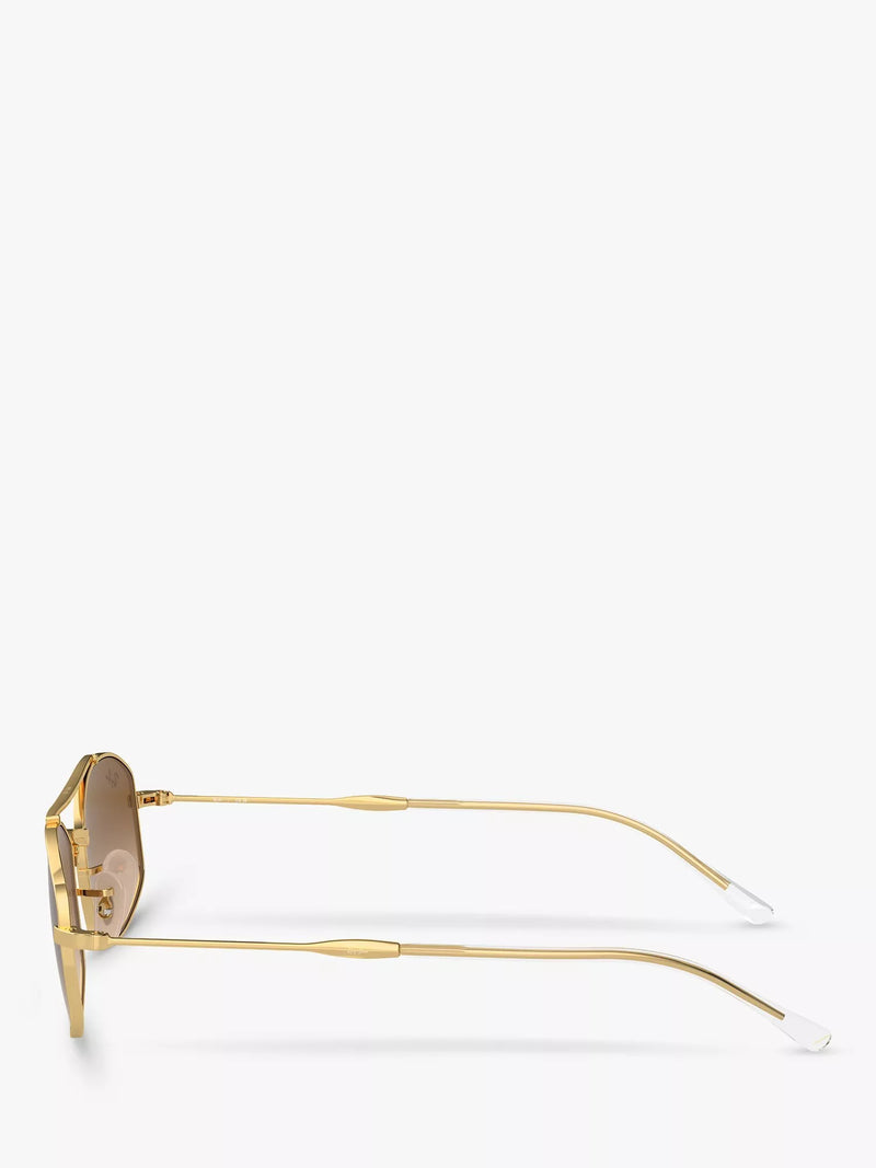 Ray-Ban oval sunglasses with gold frame and brown gradient lenses, imported from the UK