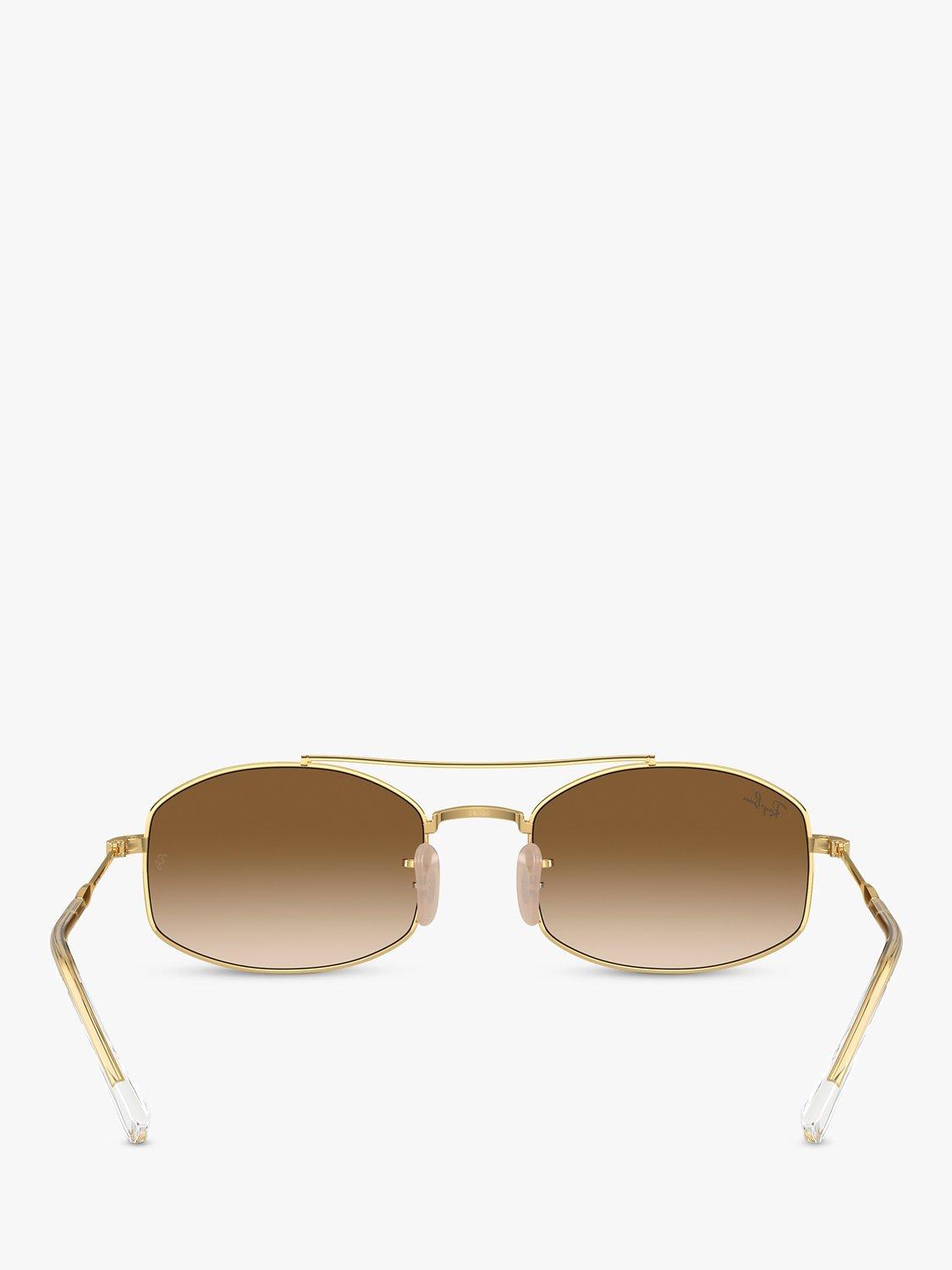 Ray-Ban ovale solbriller med gullramme og brune gradientlinser, importert fra Storbritannia