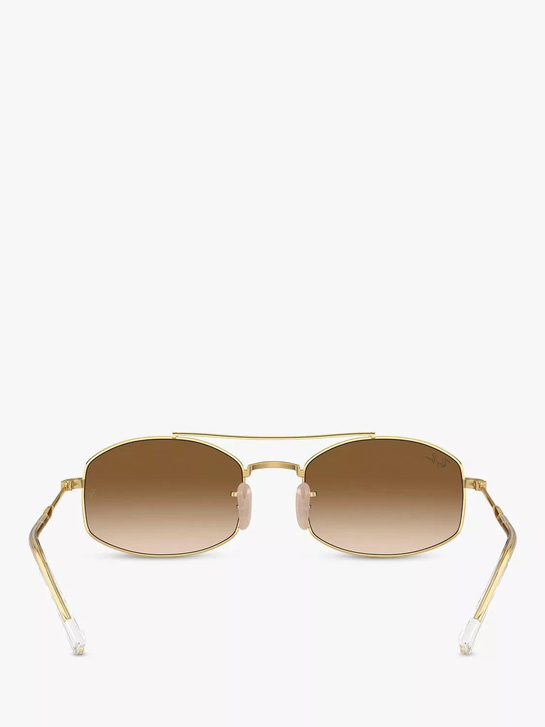 Ray-Ban oval sunglasses with gold frame and brown gradient lenses, imported from the UK