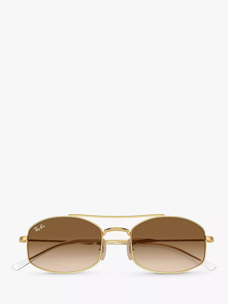 Ray-Ban oval sunglasses with gold frame and brown gradient lenses, imported from the UK