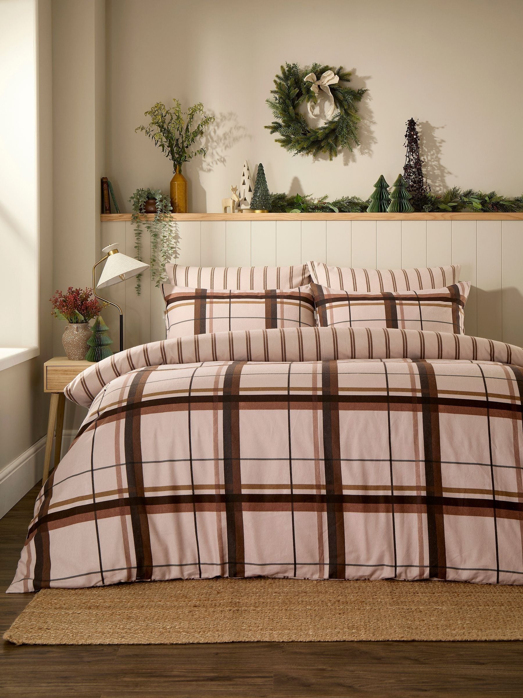 Vantona Green Supersoft Brushed Cotton Plaid Duvet Cover Set