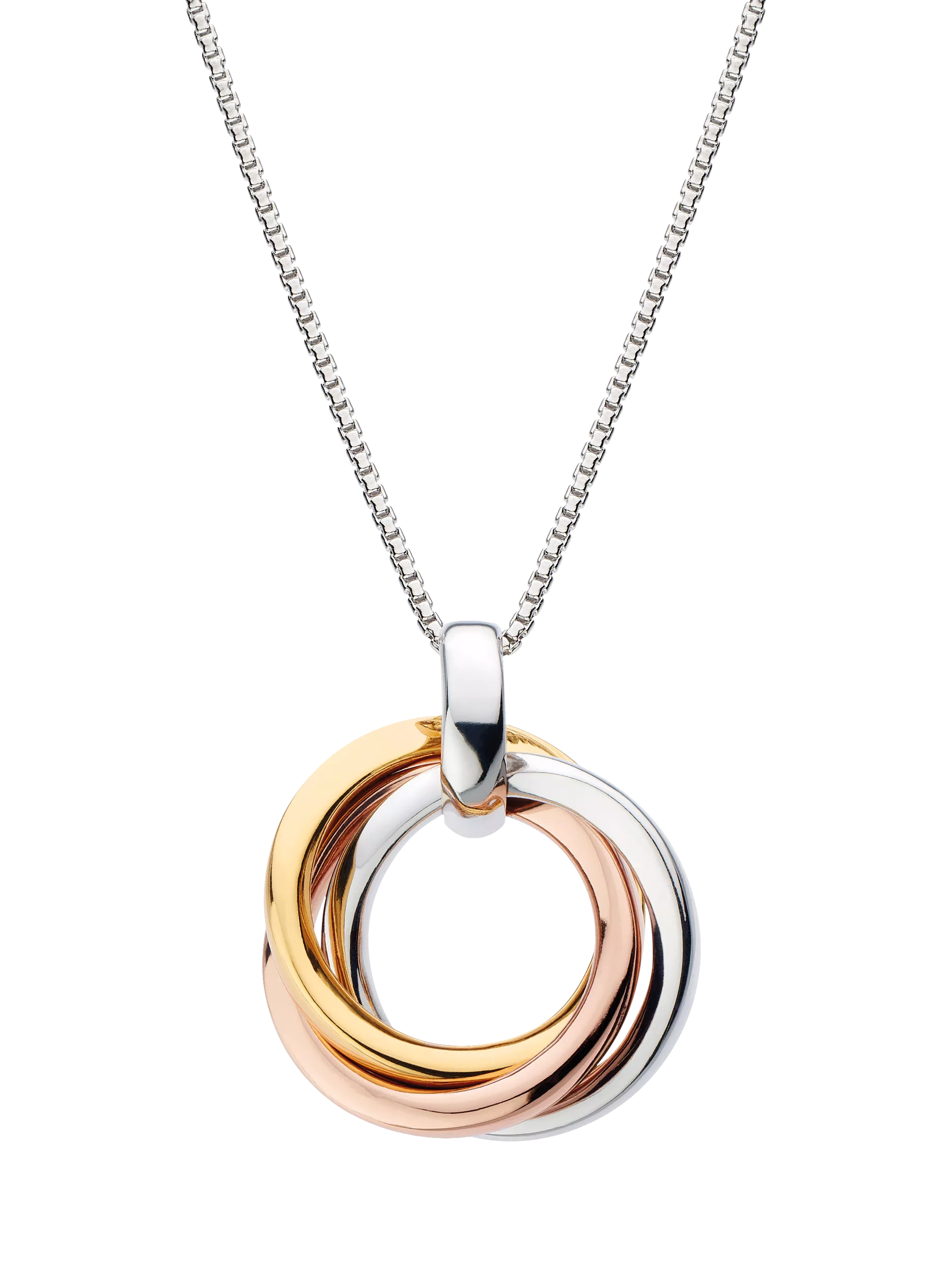 Kit Heath bevel trilogy pendant necklace mixed metals, imported from the UK
