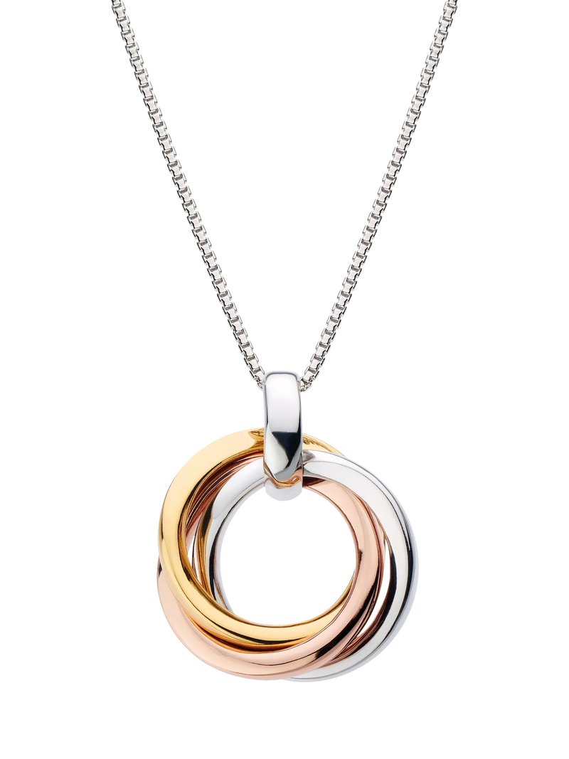Kit Heath bevel trilogy pendant necklace mixed metals, imported from the UK