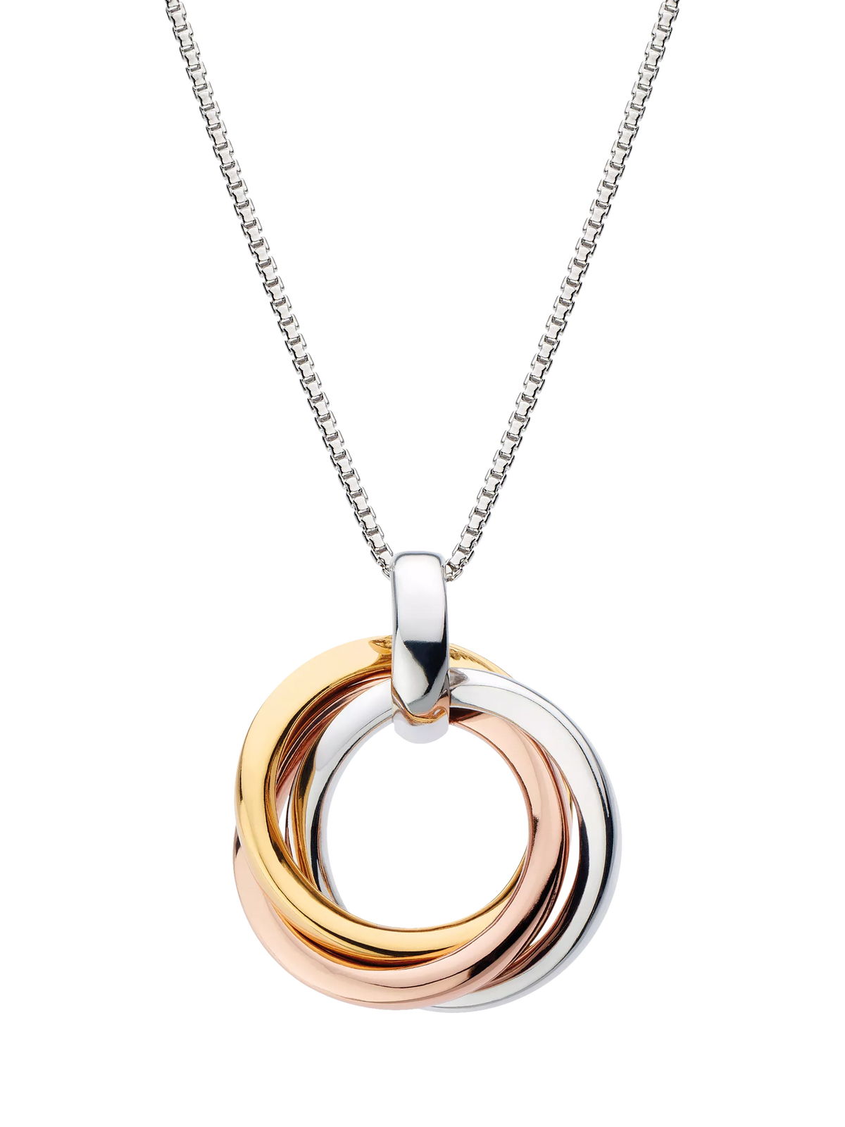 Kit Heath bevel trilogy pendant necklace mixed metals, imported from the UK