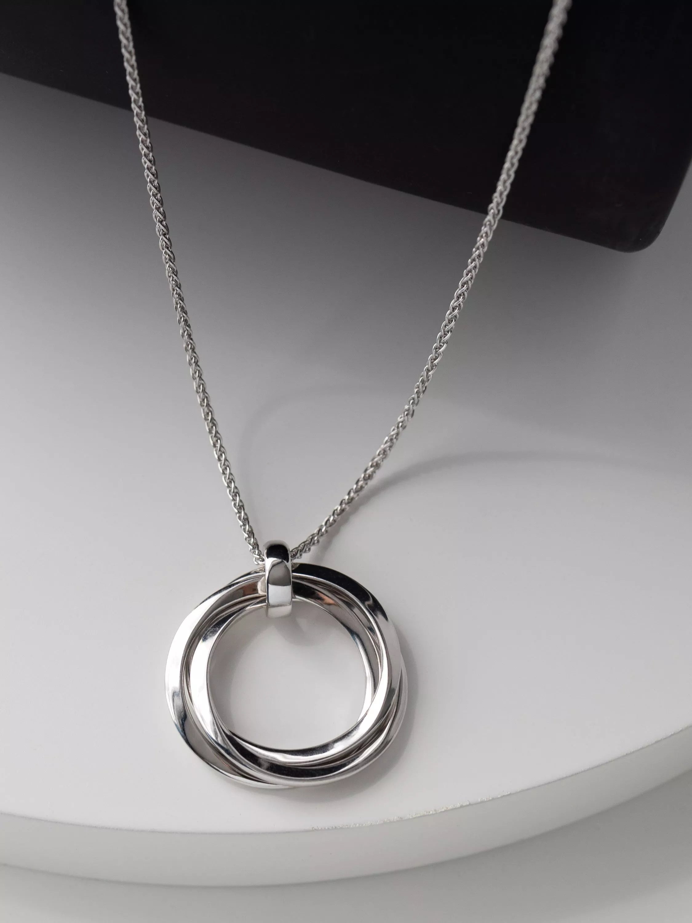 Kit Heath Bevel Trilogy silver pendant necklace 66cm, imported from the UK